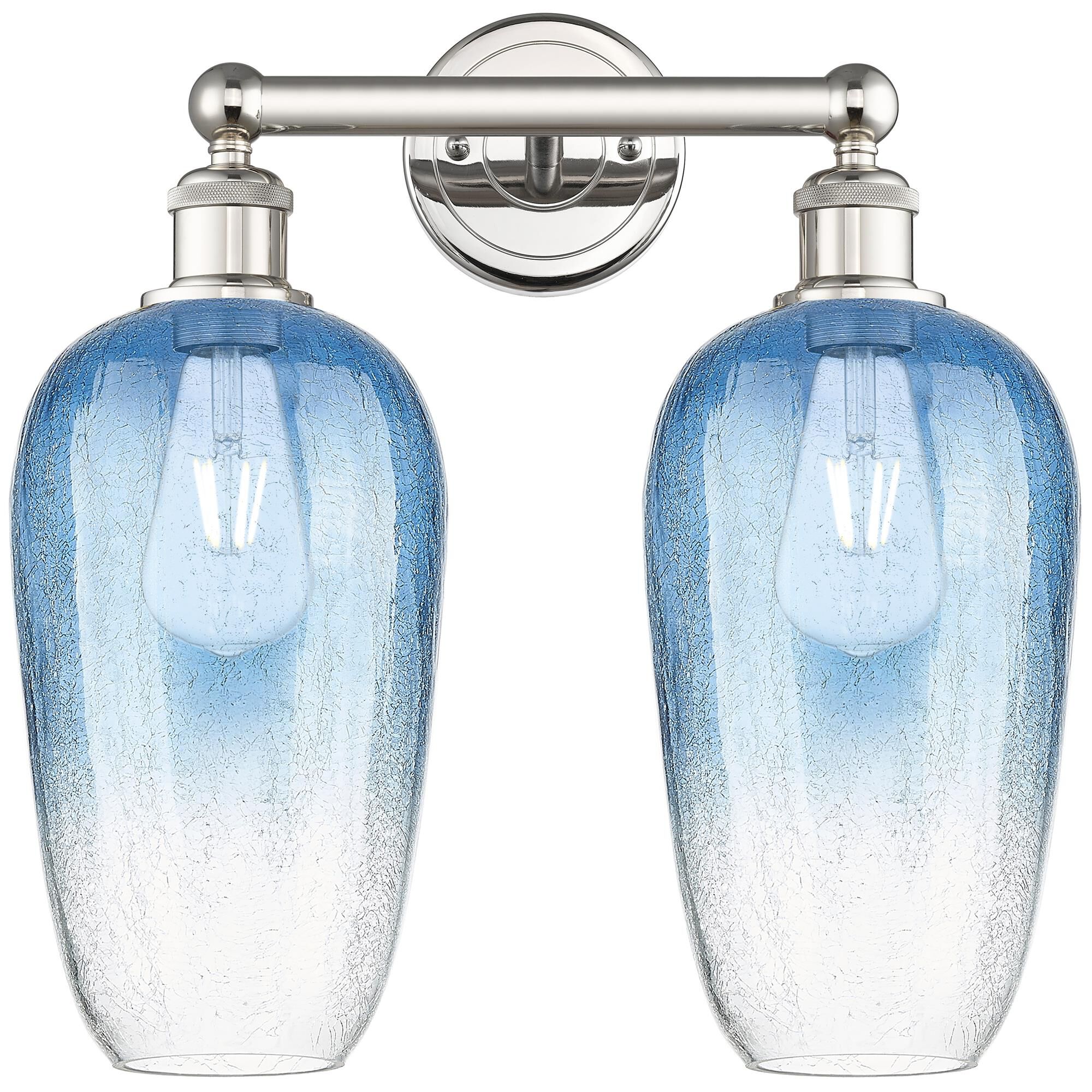 Shown in Polished Nickel finish and Sapphire Blue glass