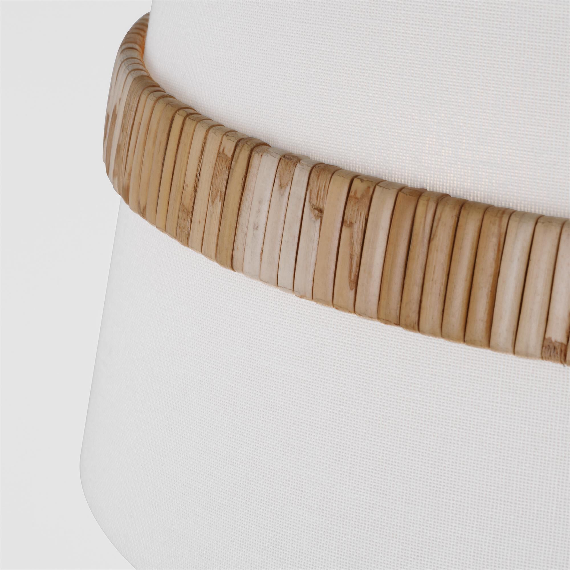 Shown in Rattan finish and White Linen shade