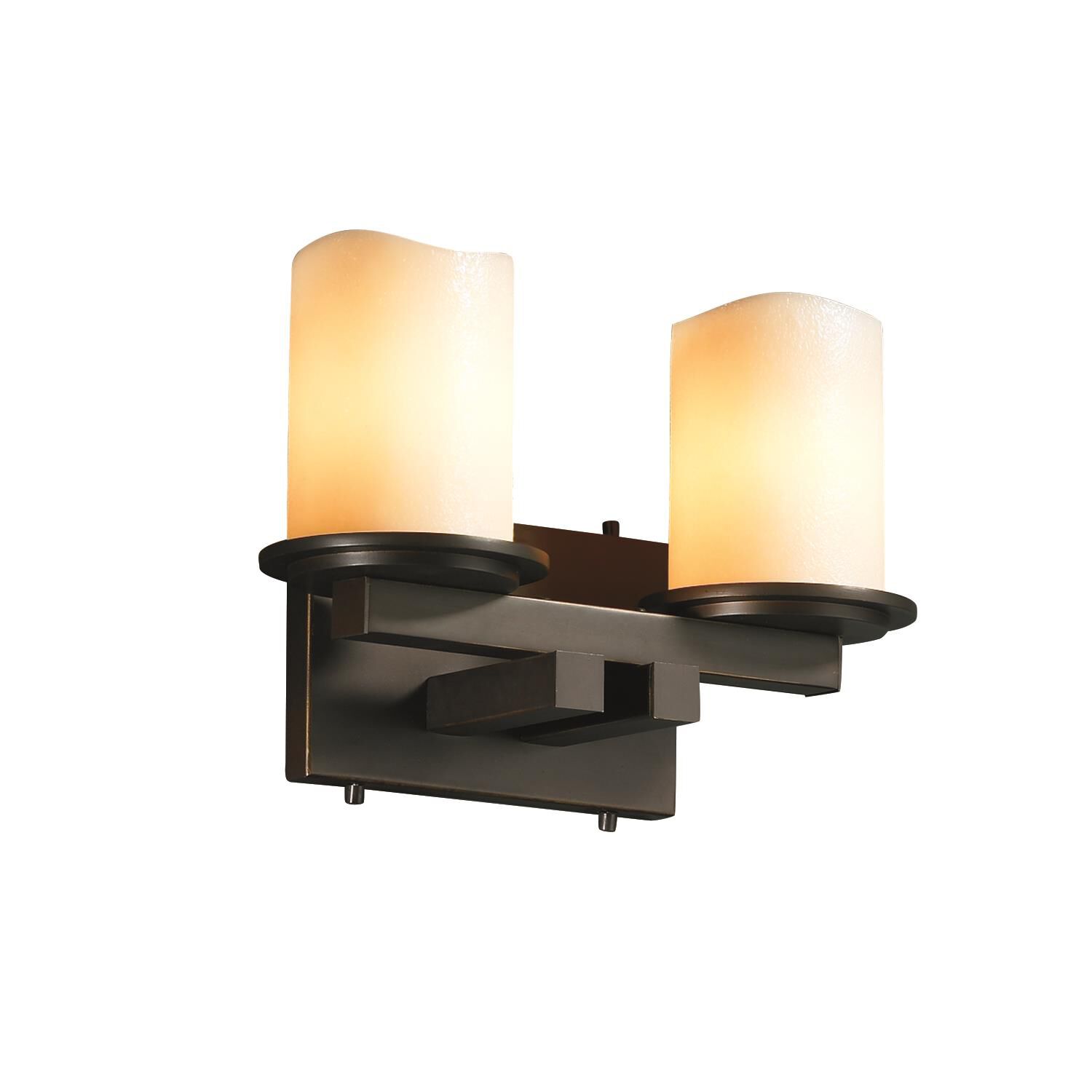 Shown in Dark Bronze finish and Cream Faux Candle Resin glass and Cylinder with Melted Rim accent