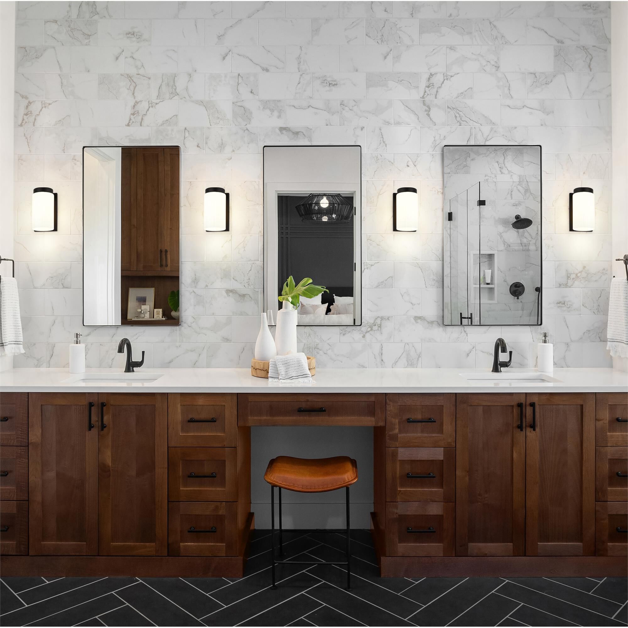 Shown in Matte Black finish and Matte Opal glass and Matte Opal shade