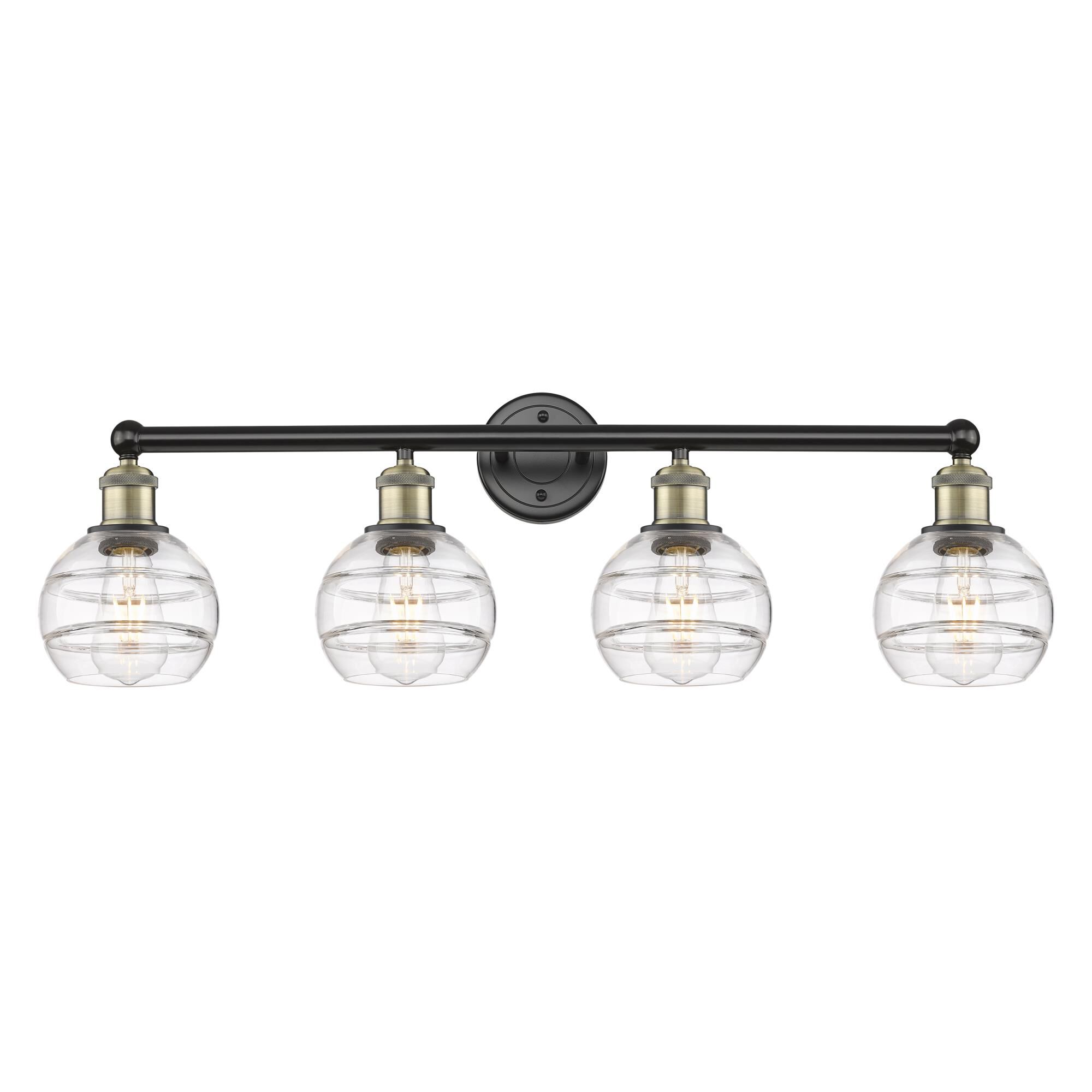 Shown in Black Antique Brass finish and Clear glass