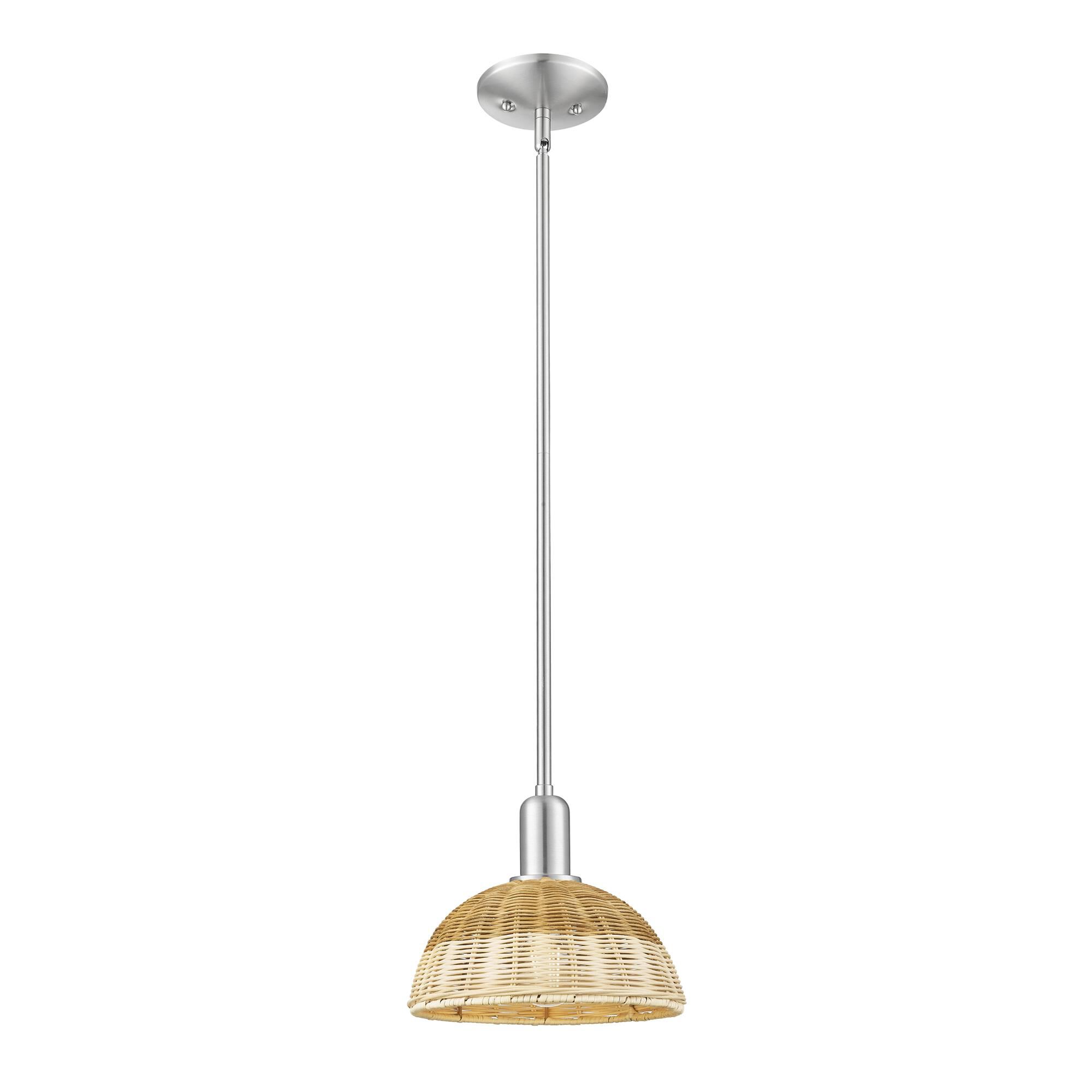 Shown in Brushed Satin Nickel finish and Natural shade