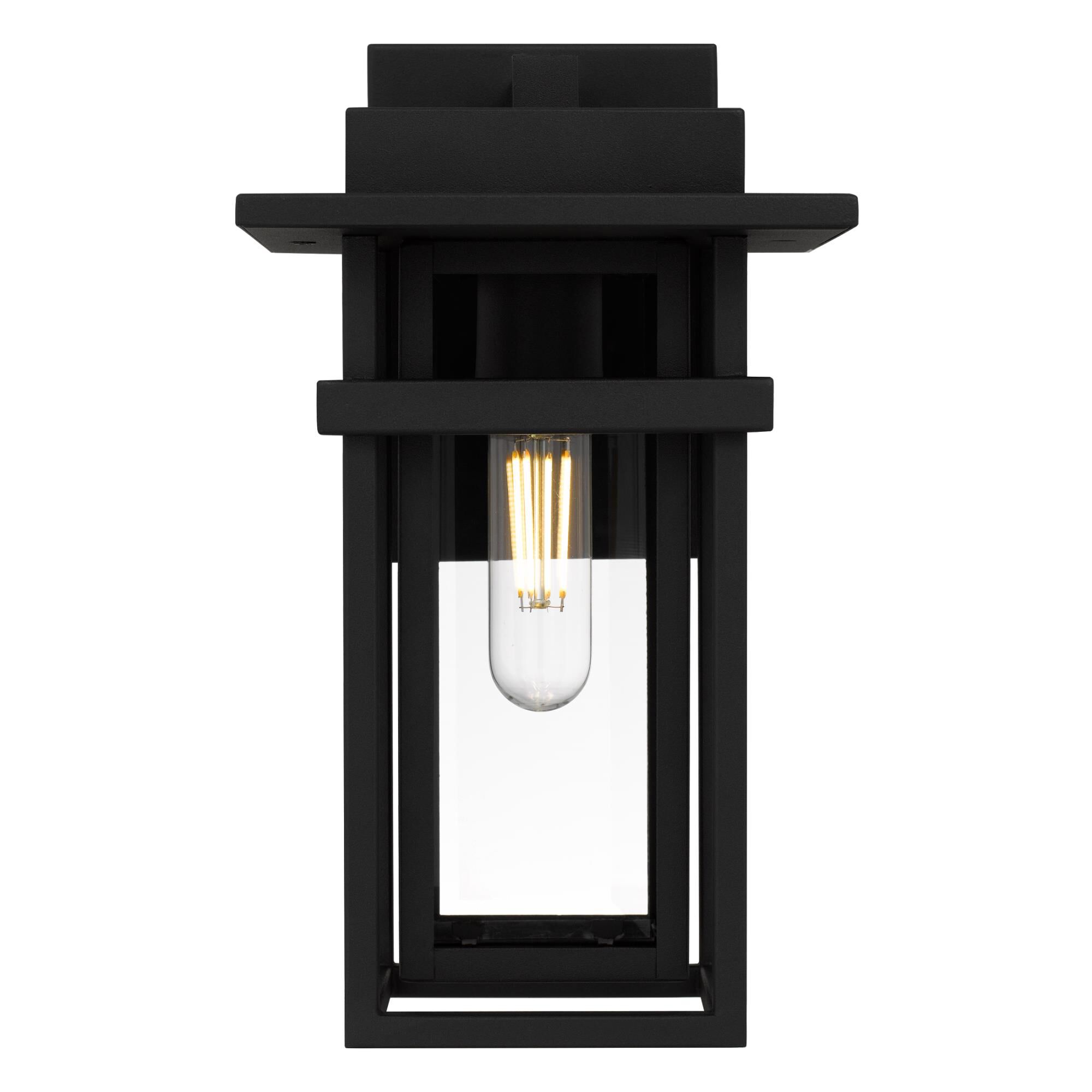 Shown in Earth Black finish and Clear Beveled Glass shade
