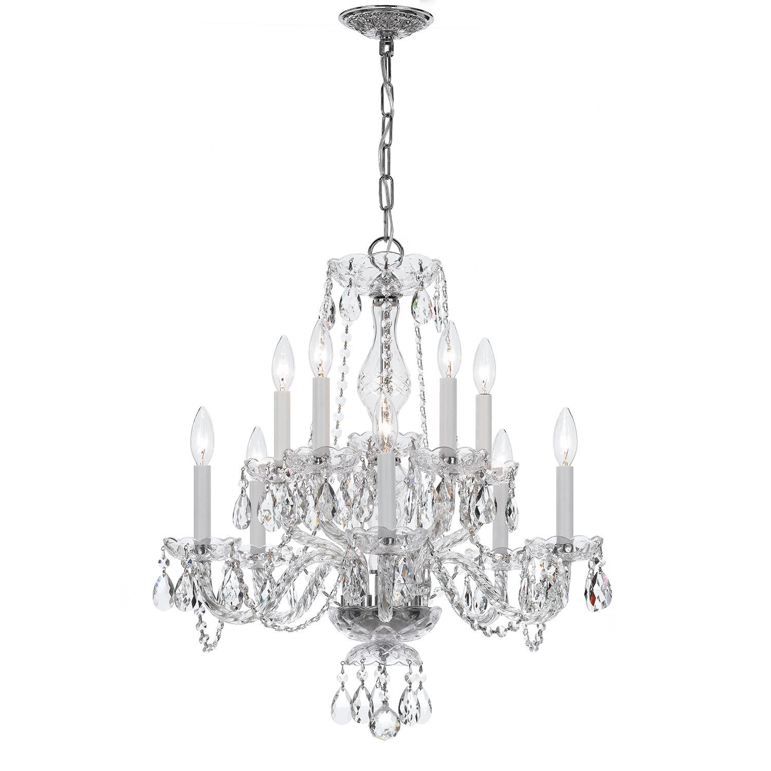 Shown in Polished Chrome finish and Clear Italian crystal