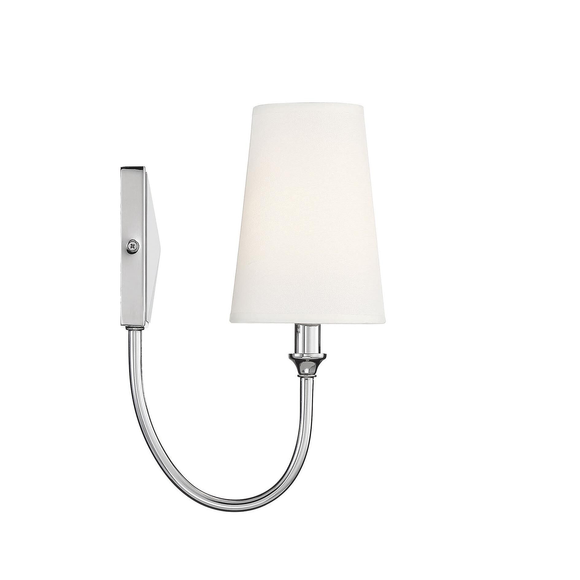 Shown in Polished Nickel finish and White Fabric shade