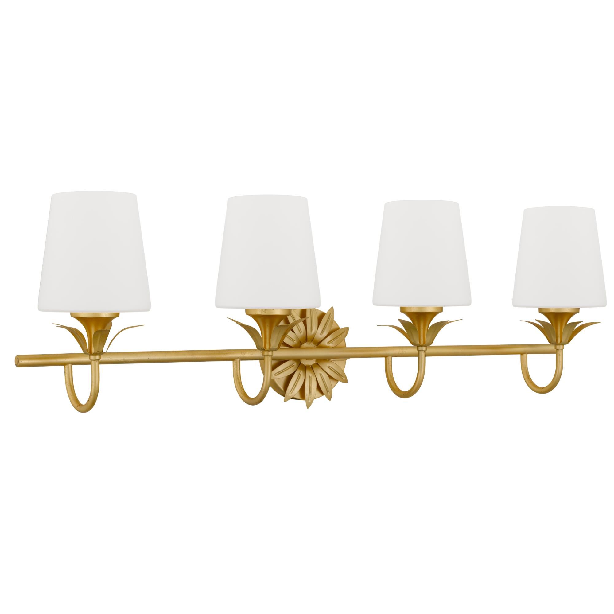 Shown in Gold Leaf finish and Opal Etched Glass shade