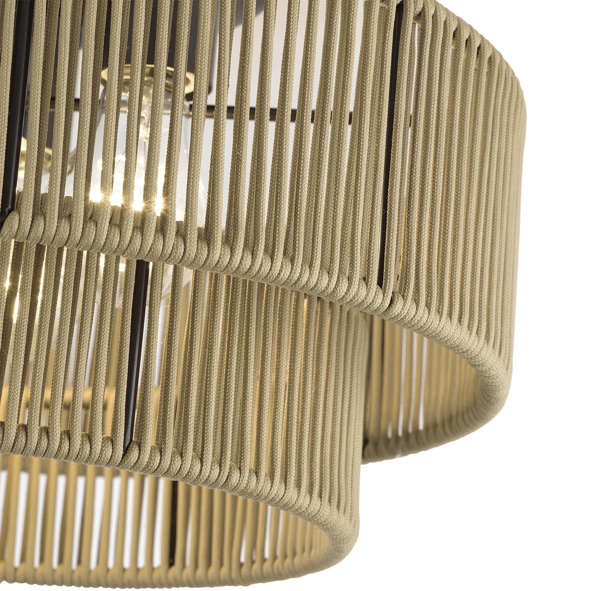 Shown in English Bronze finish and Hand-Woven Venetian Gold Color Polyester Rope shade