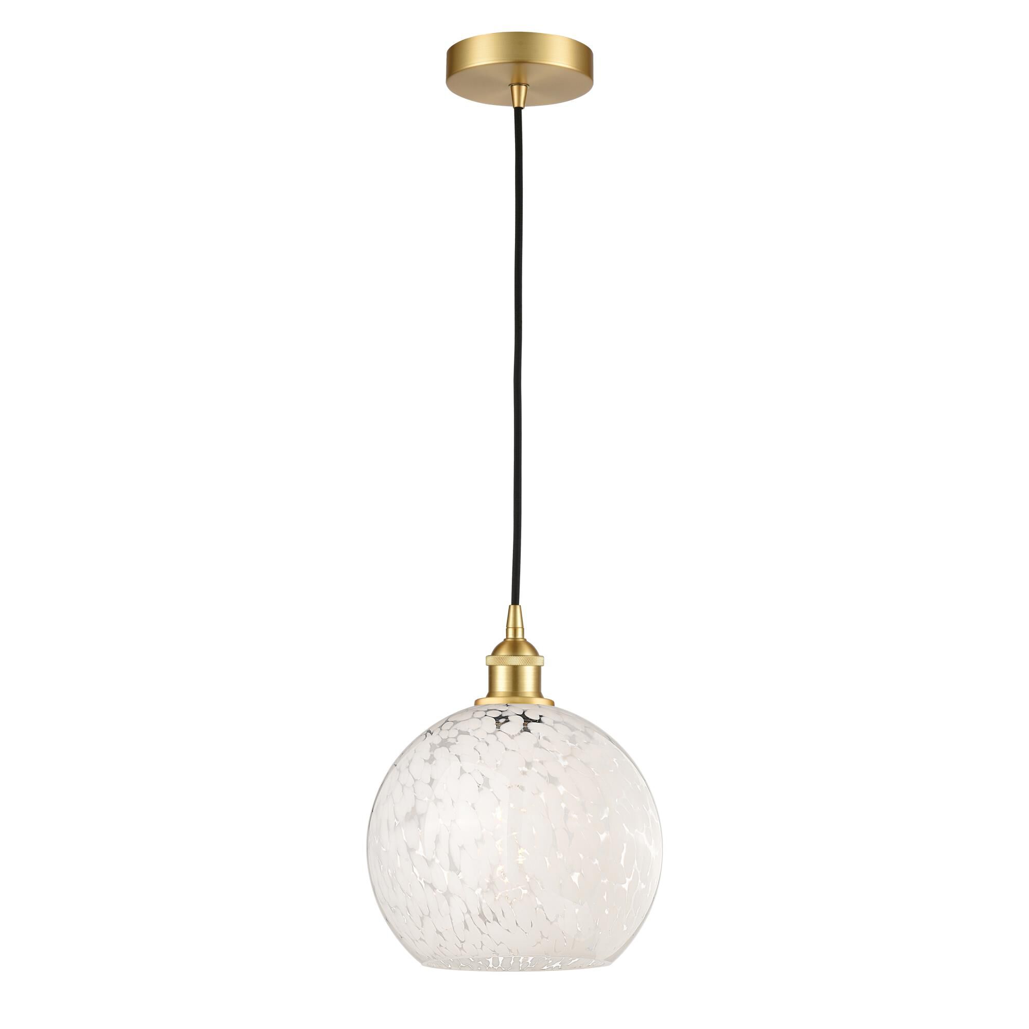 Shown in Satin Gold finish and White Mouchette glass