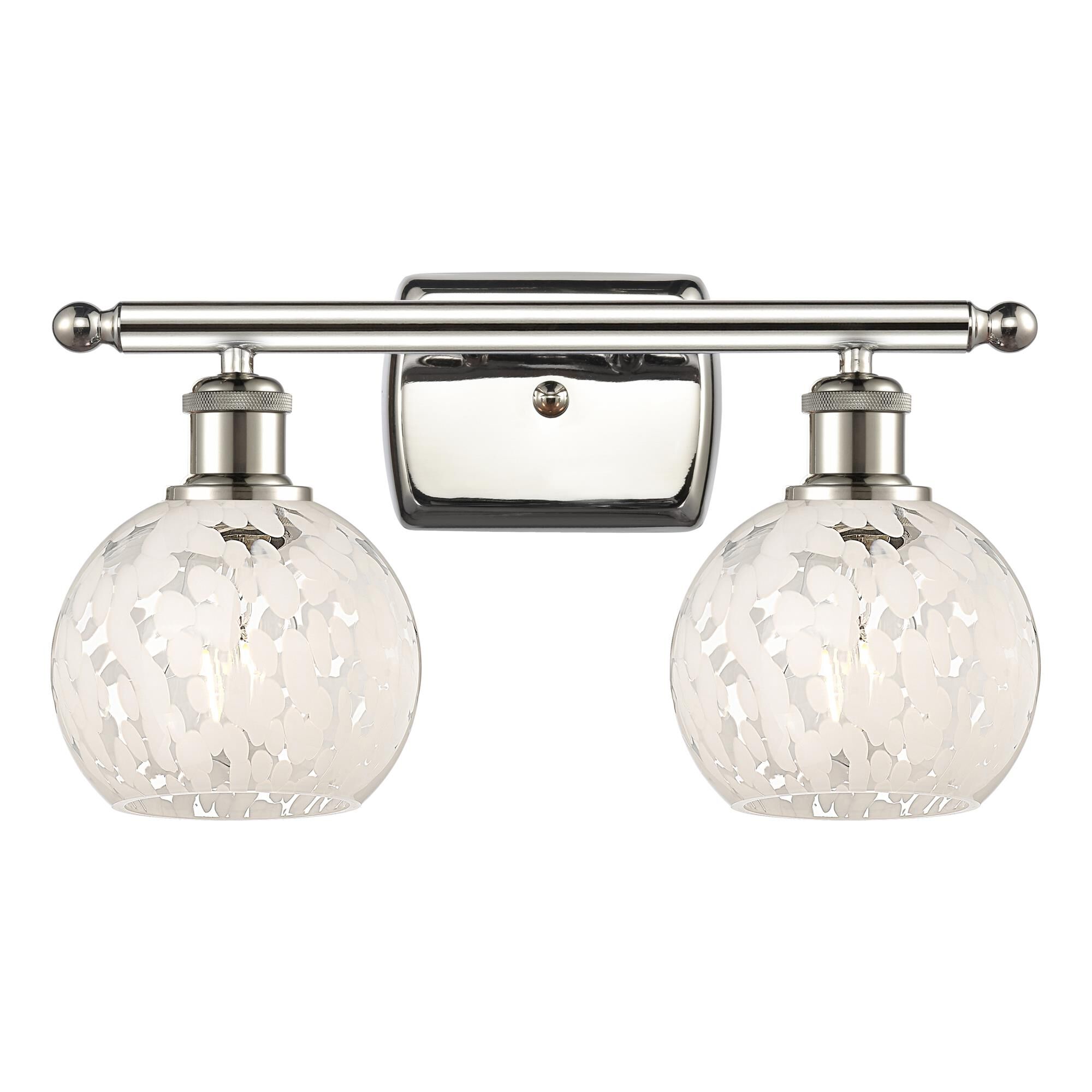 Shown in Polished Nickel finish and White Mouchette glass