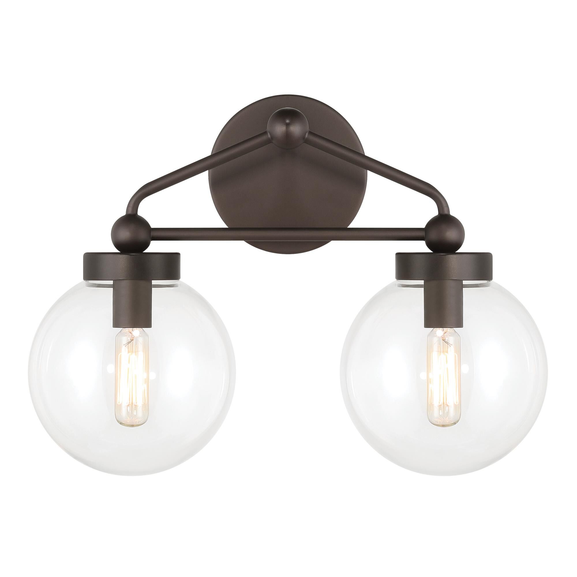 Shown in Dark Bronze finish and Clear glass and Glass shade