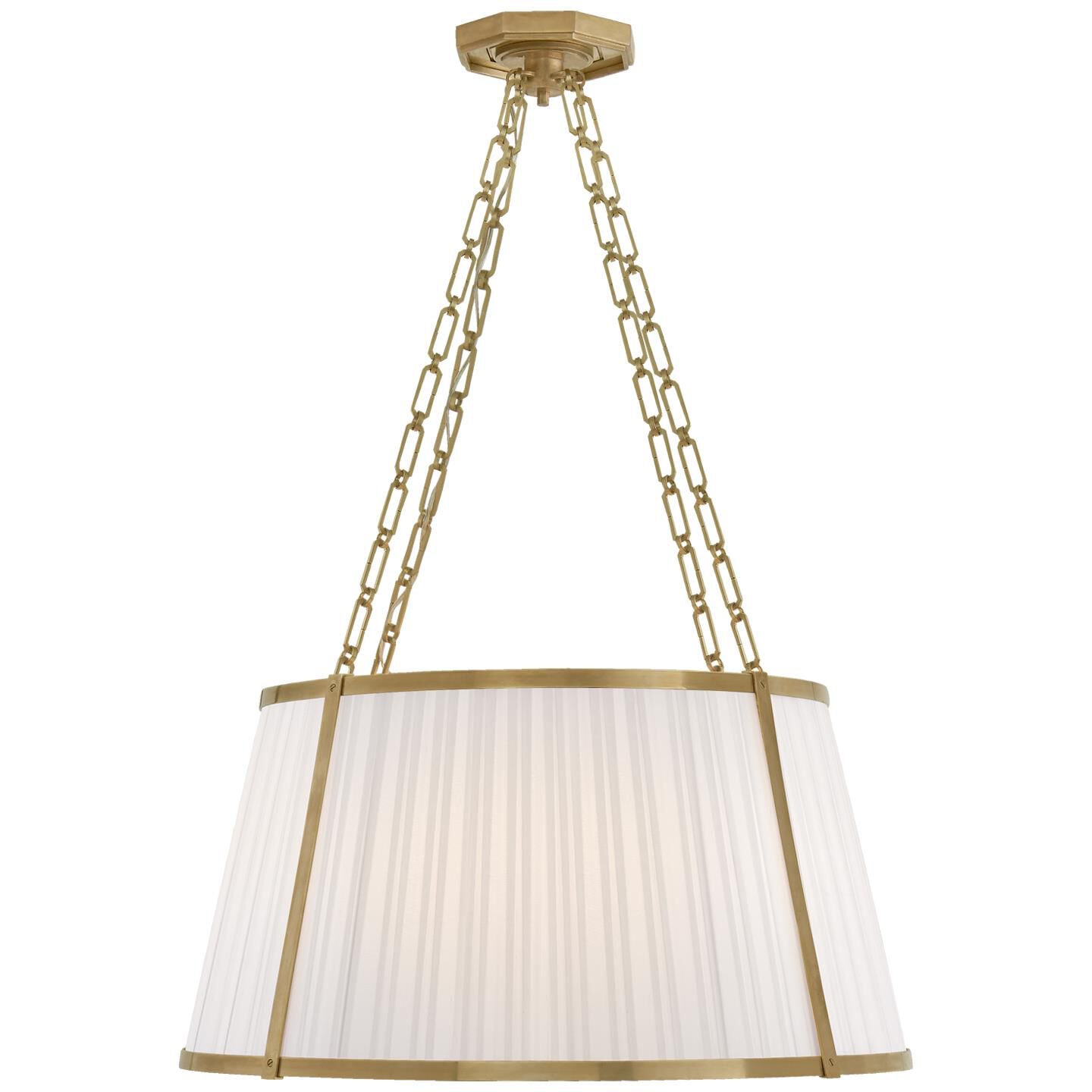 Shown in Natural Brass finish and Pleated Silk shade
