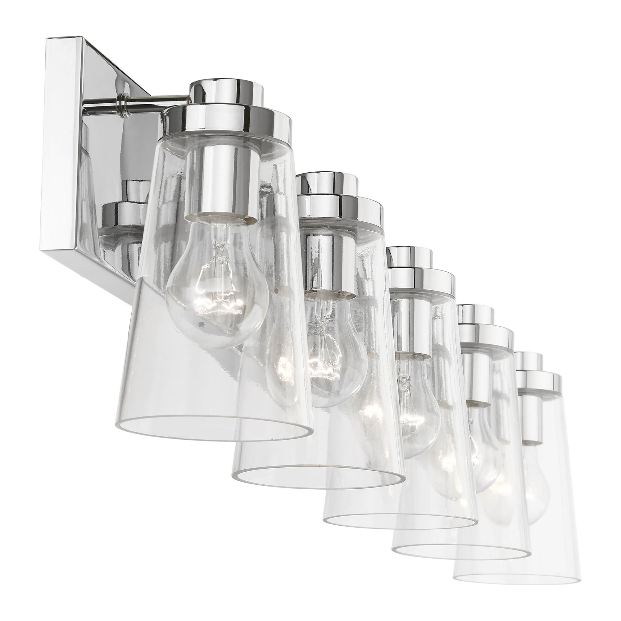 Shown in Polished Chrome finish and Clear glass