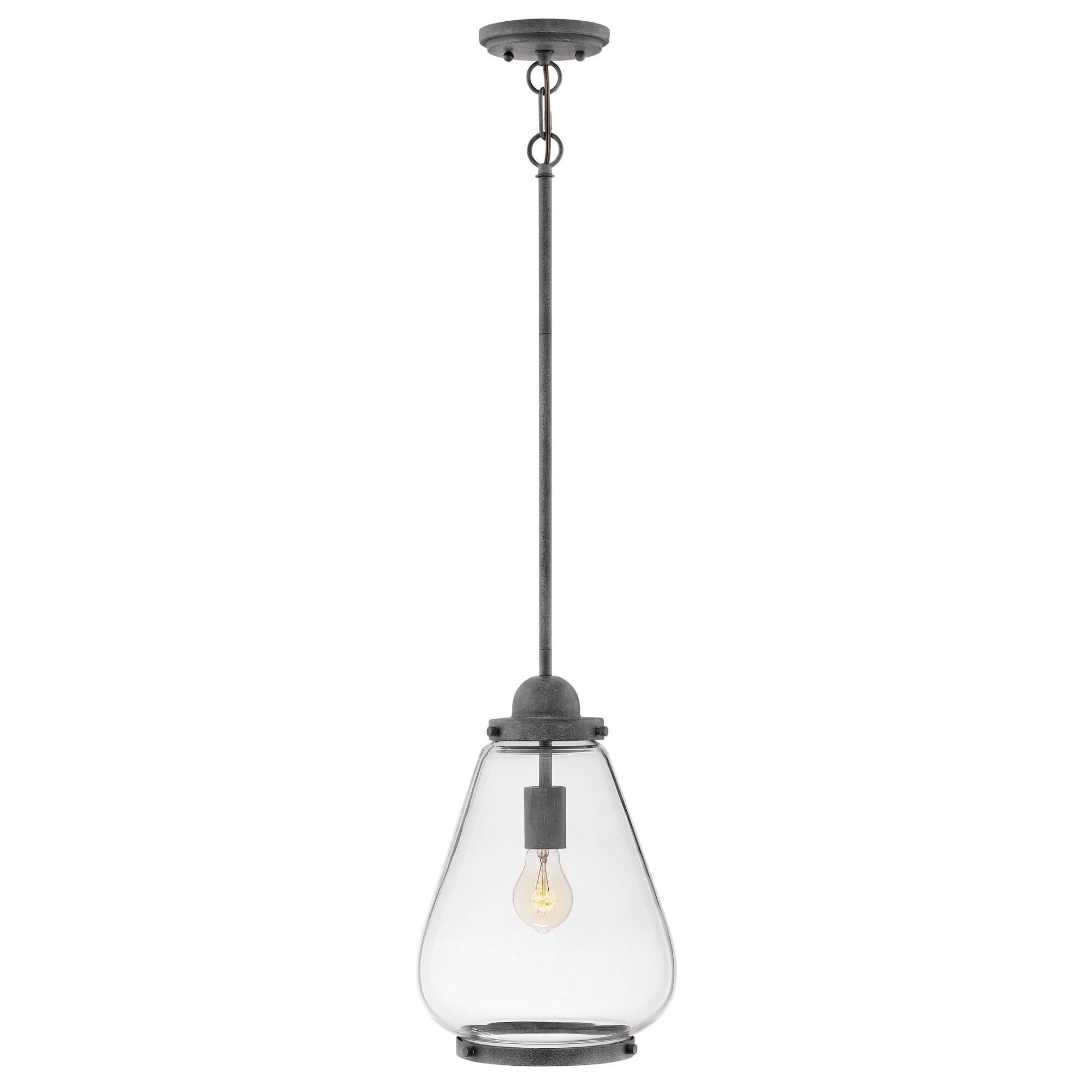 Shown in Aged Zinc finish and Clear glass 