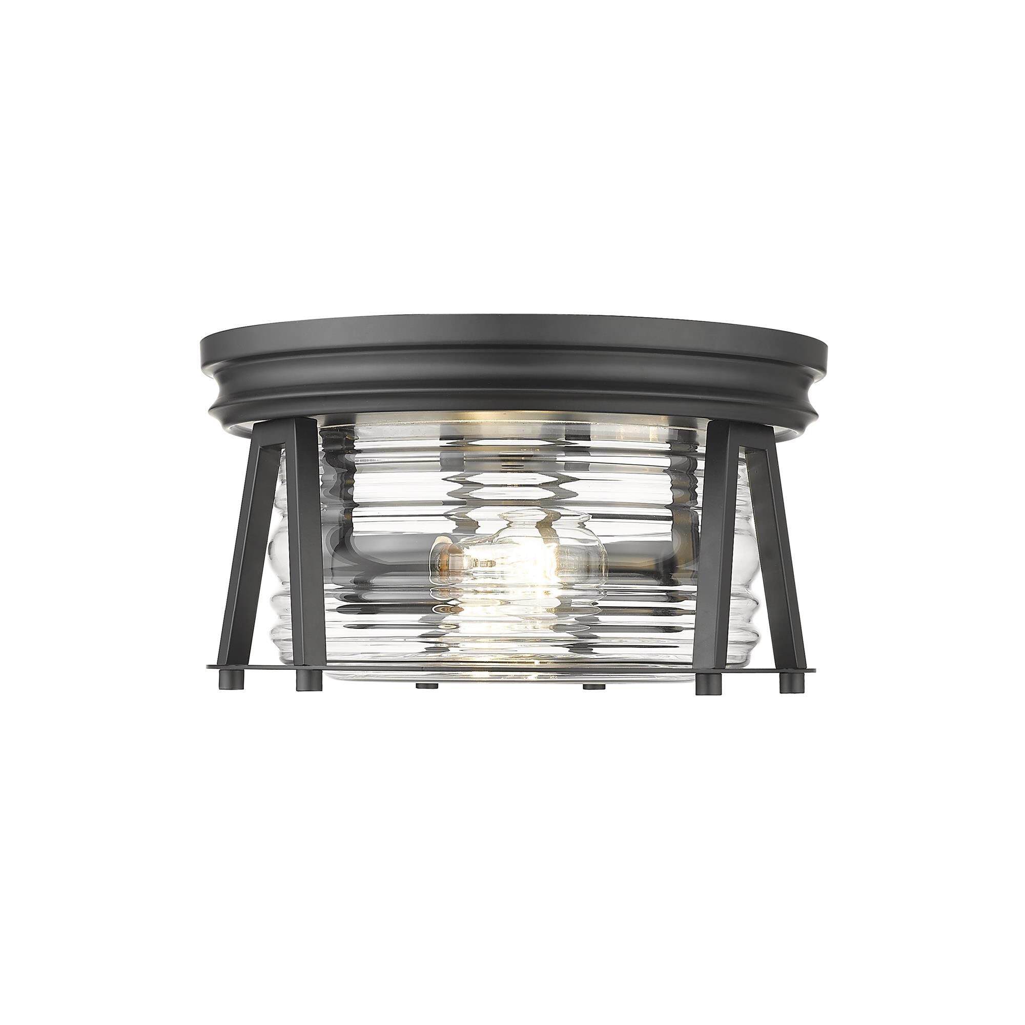 Shown in Matte Black finish and Glass shade