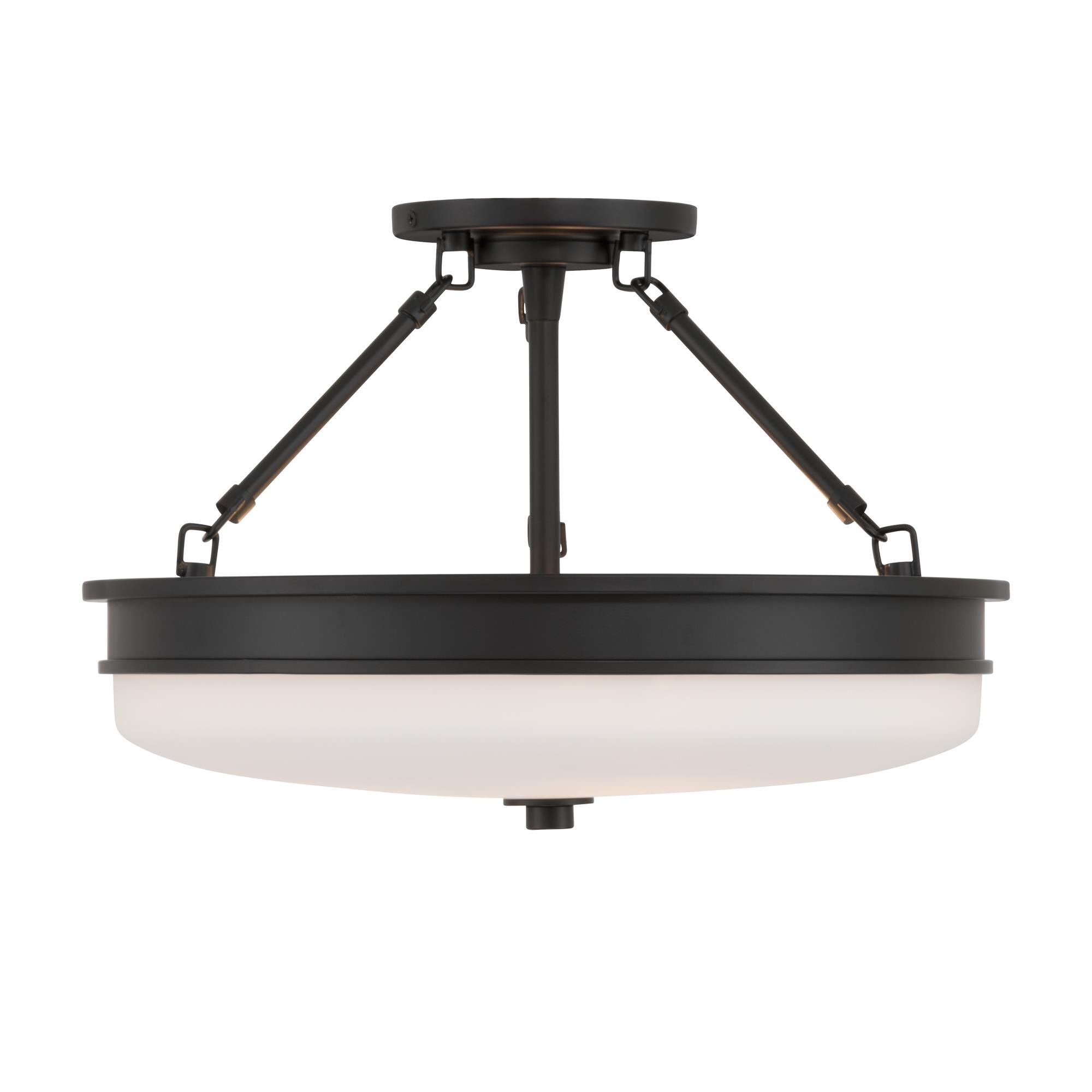 Shown in Dark Matte Black finish and Etched Opal glass