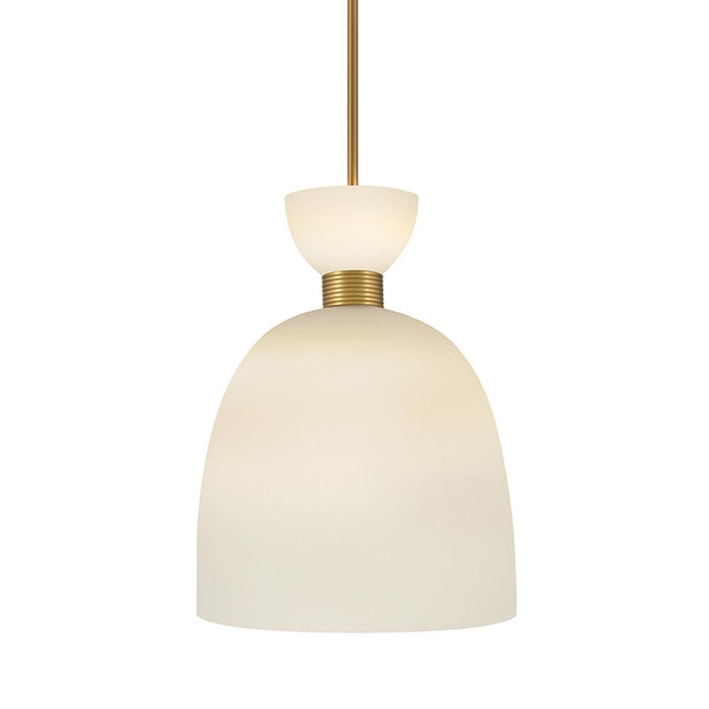 Shown in Lacquered Brass finish and Etched Opal glass