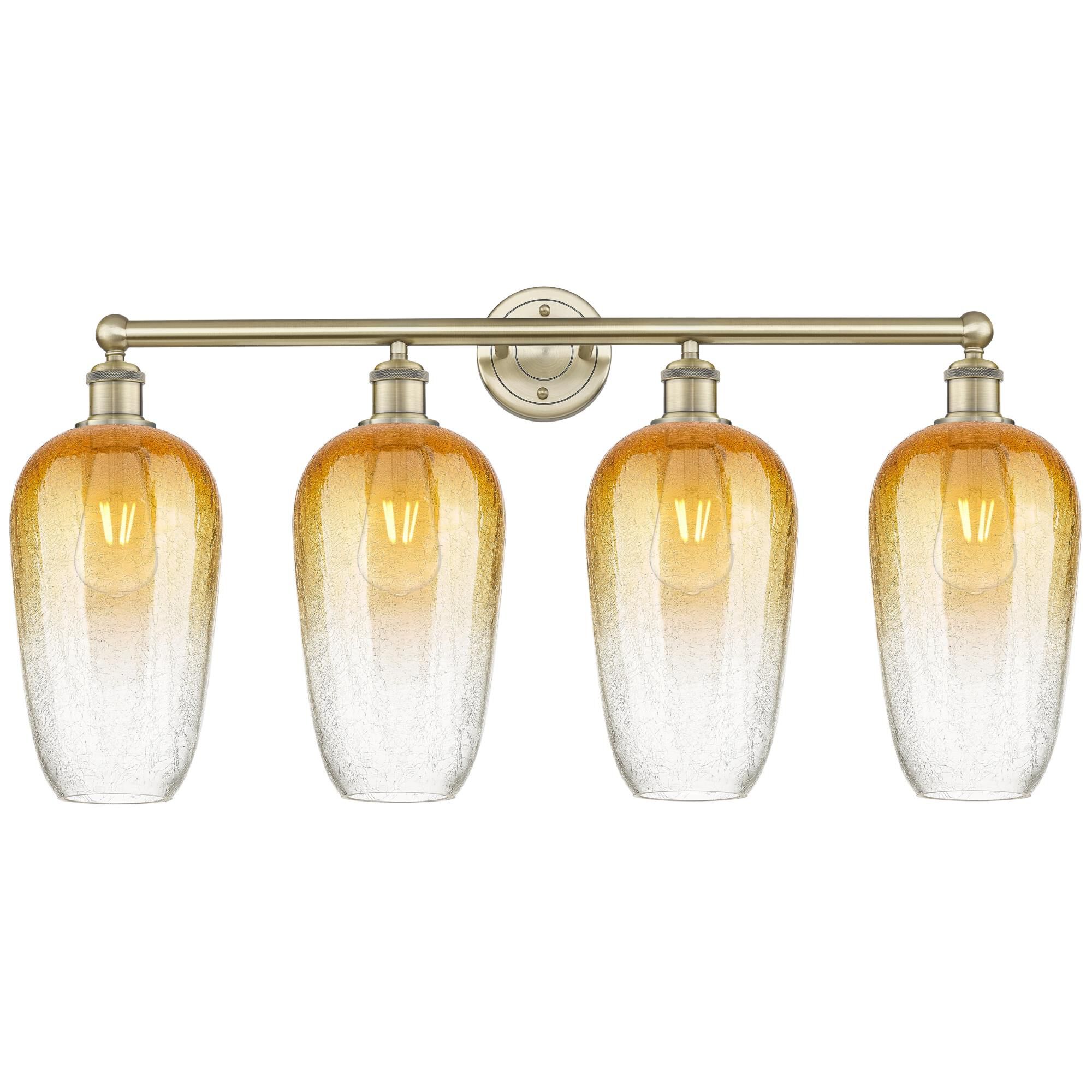 Shown in Antique Brass finish and Amber glass