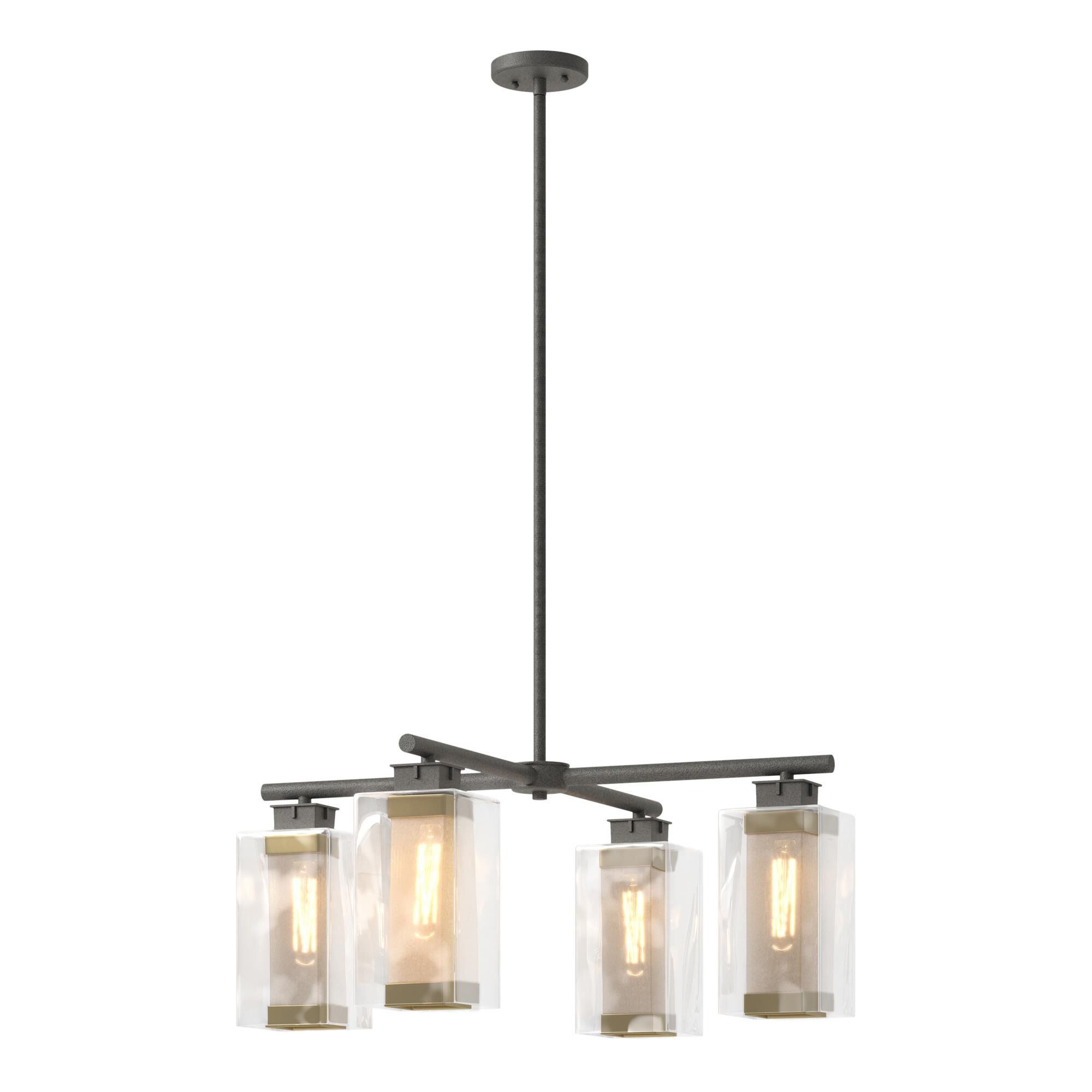 Shown in Coastal Natural Iron finish and Clear glass and Coastal Gold accent