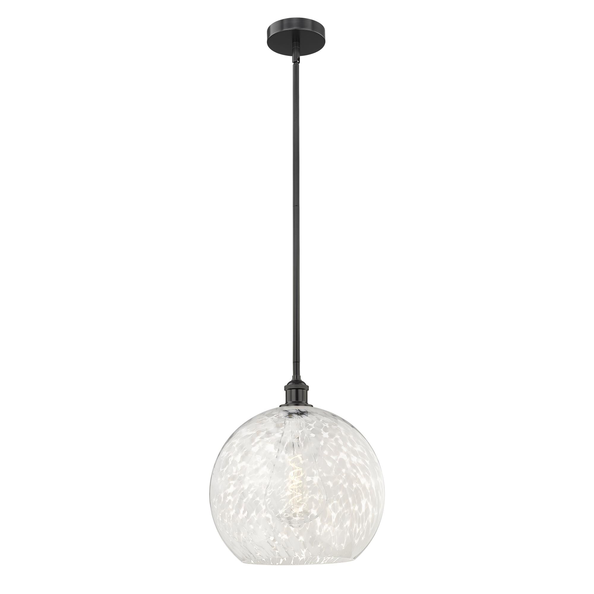 Shown in Matte Black finish and White Mouchette glass