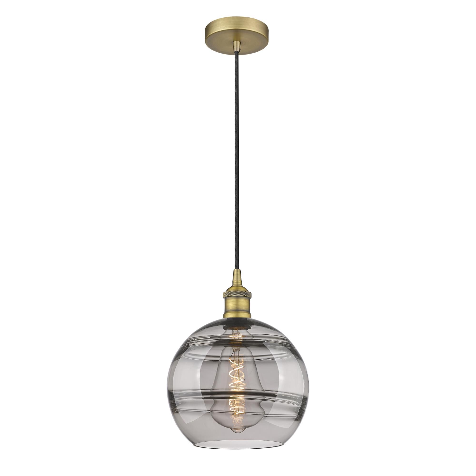 Shown in Brushed Brass finish and Light Smoke glass