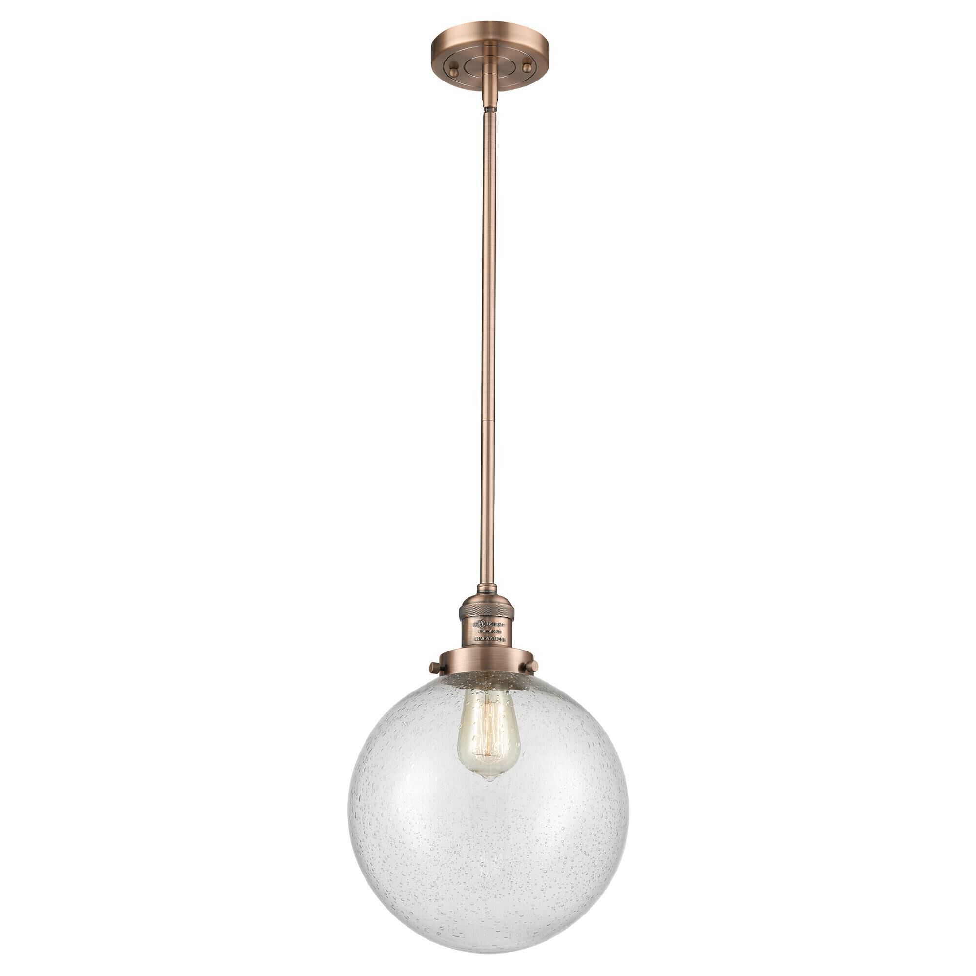 Shown in Antique Copper finish and Seedy glass