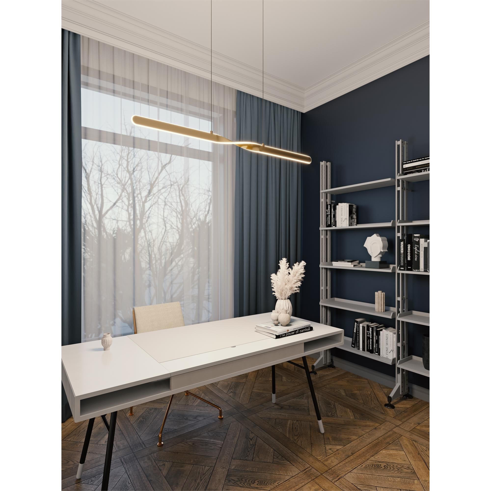 Shown in Satin Brass finish and White Acrylic shade