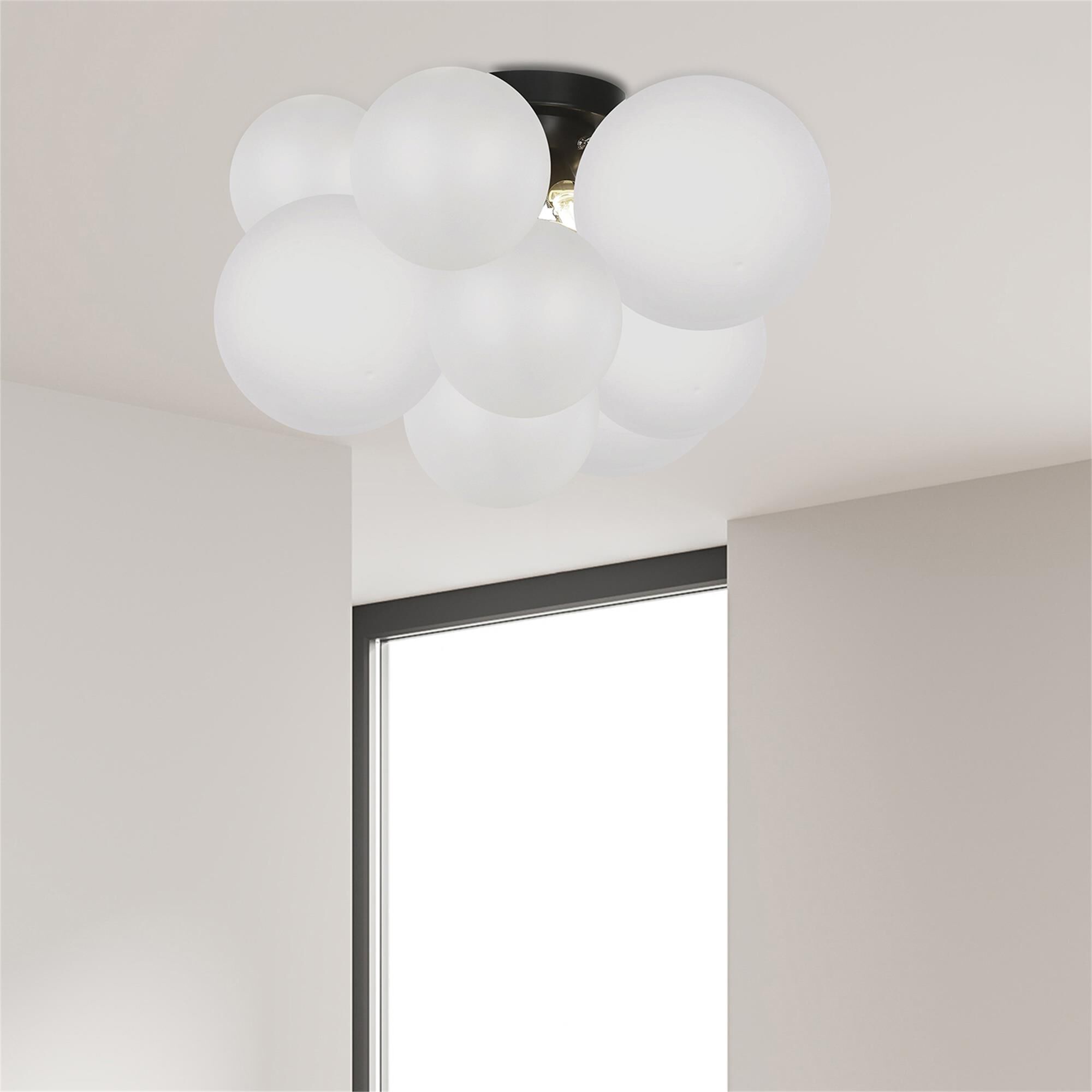 Shown in White and Black finish and White Globe glass