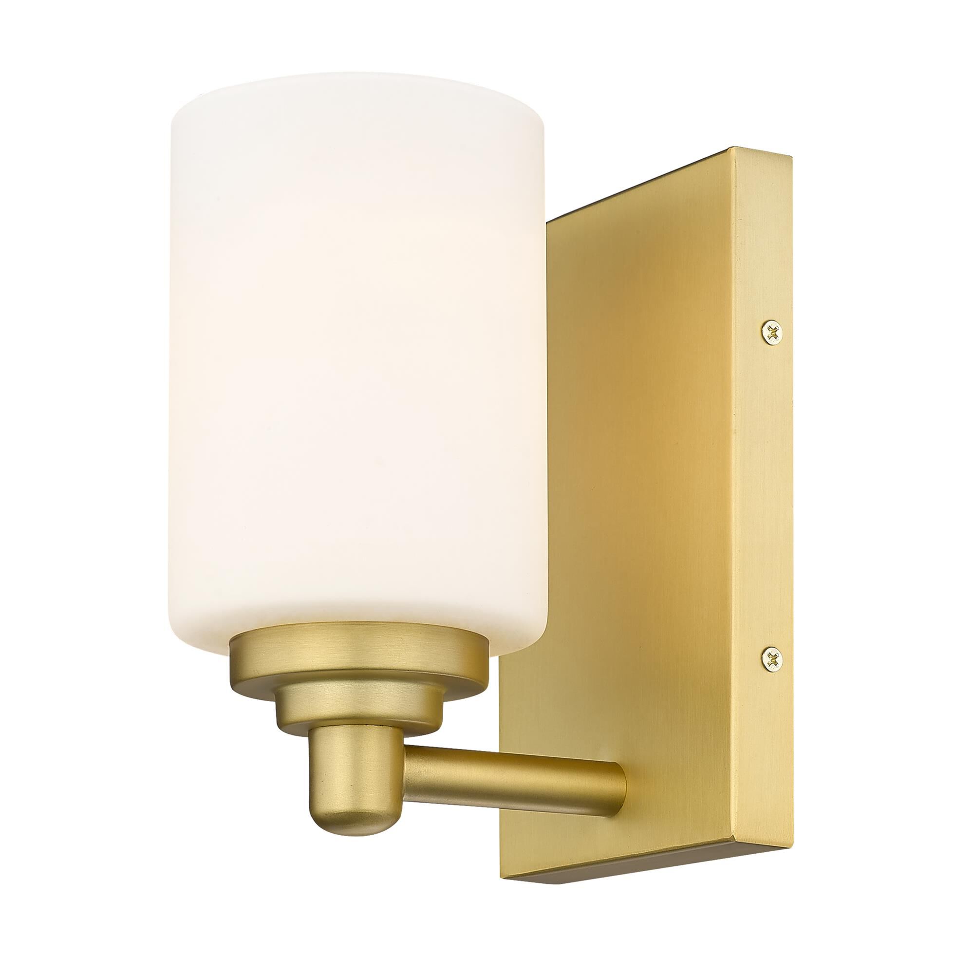 Shown in Brushed Gold finish and White glass