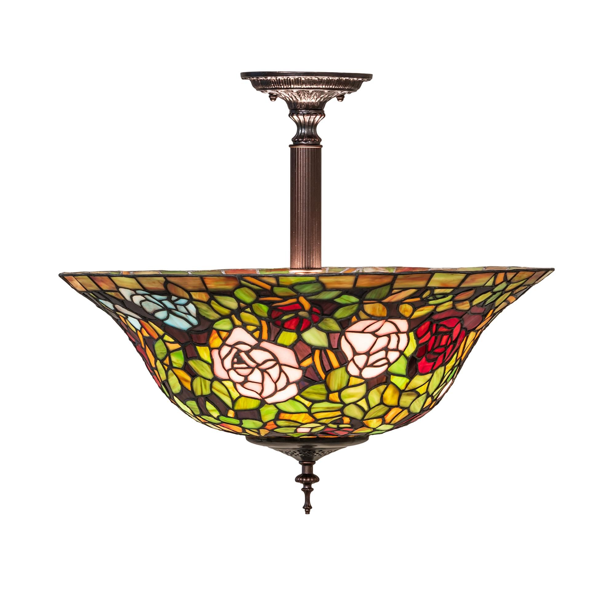 Shown in Mahogany Bronze finish and Ruby;Green glass