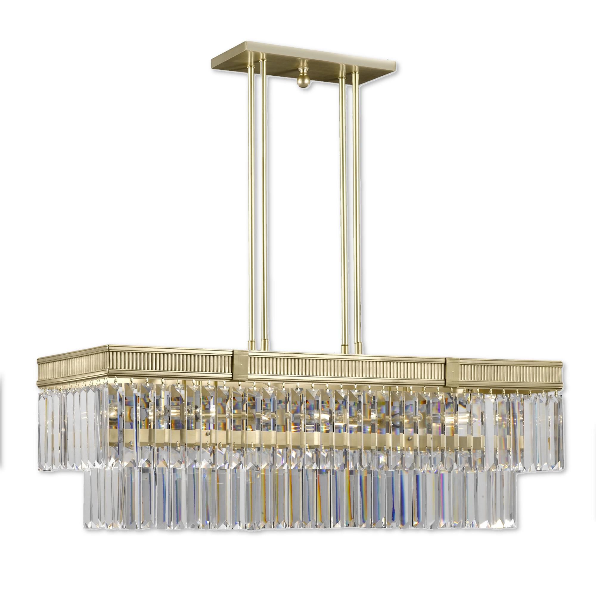 American Brass & Crystal Valencia 13 Inch 12 Light Linear Suspension Light by American Brass and Crystal