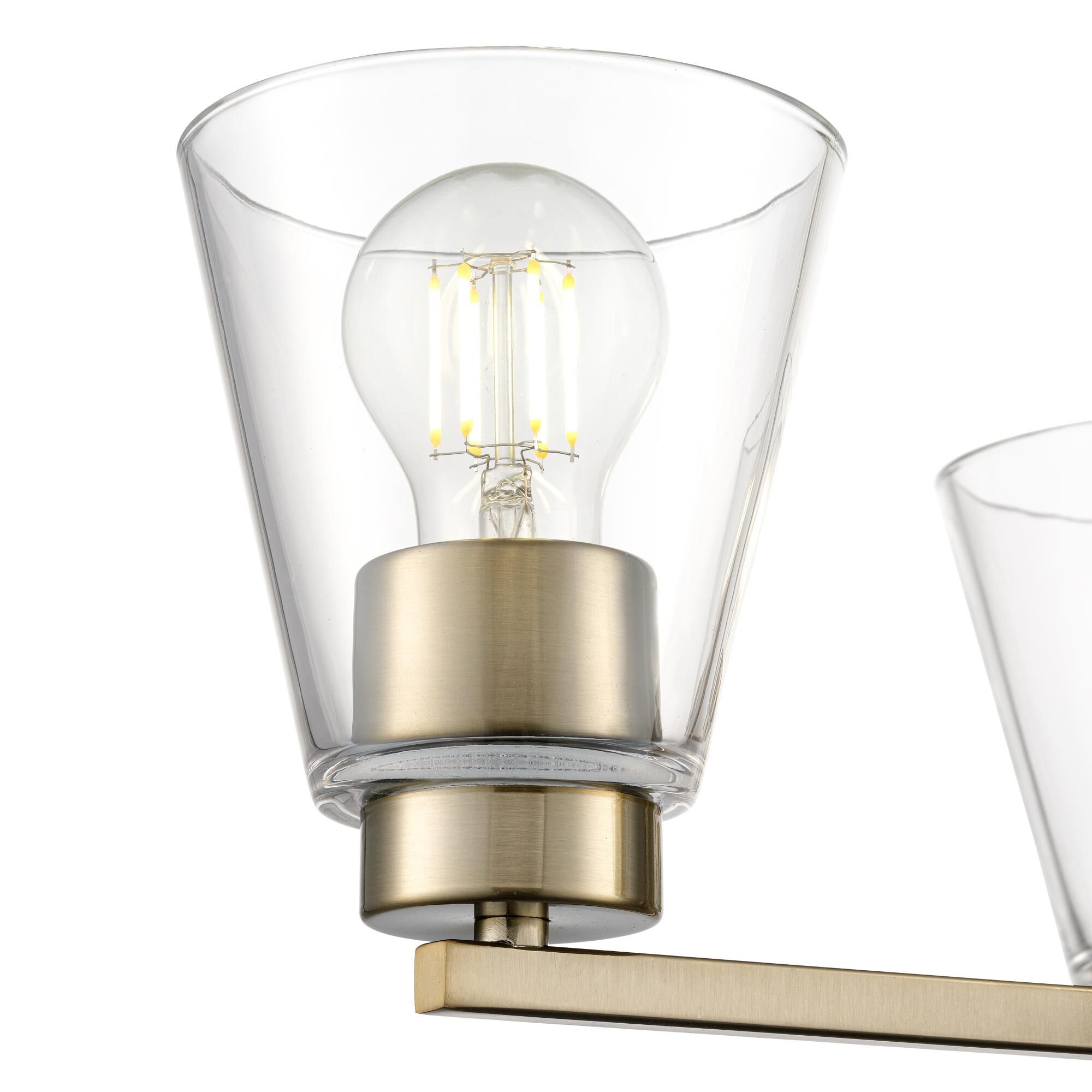 Shown in Modern Gold finish and Clear glass