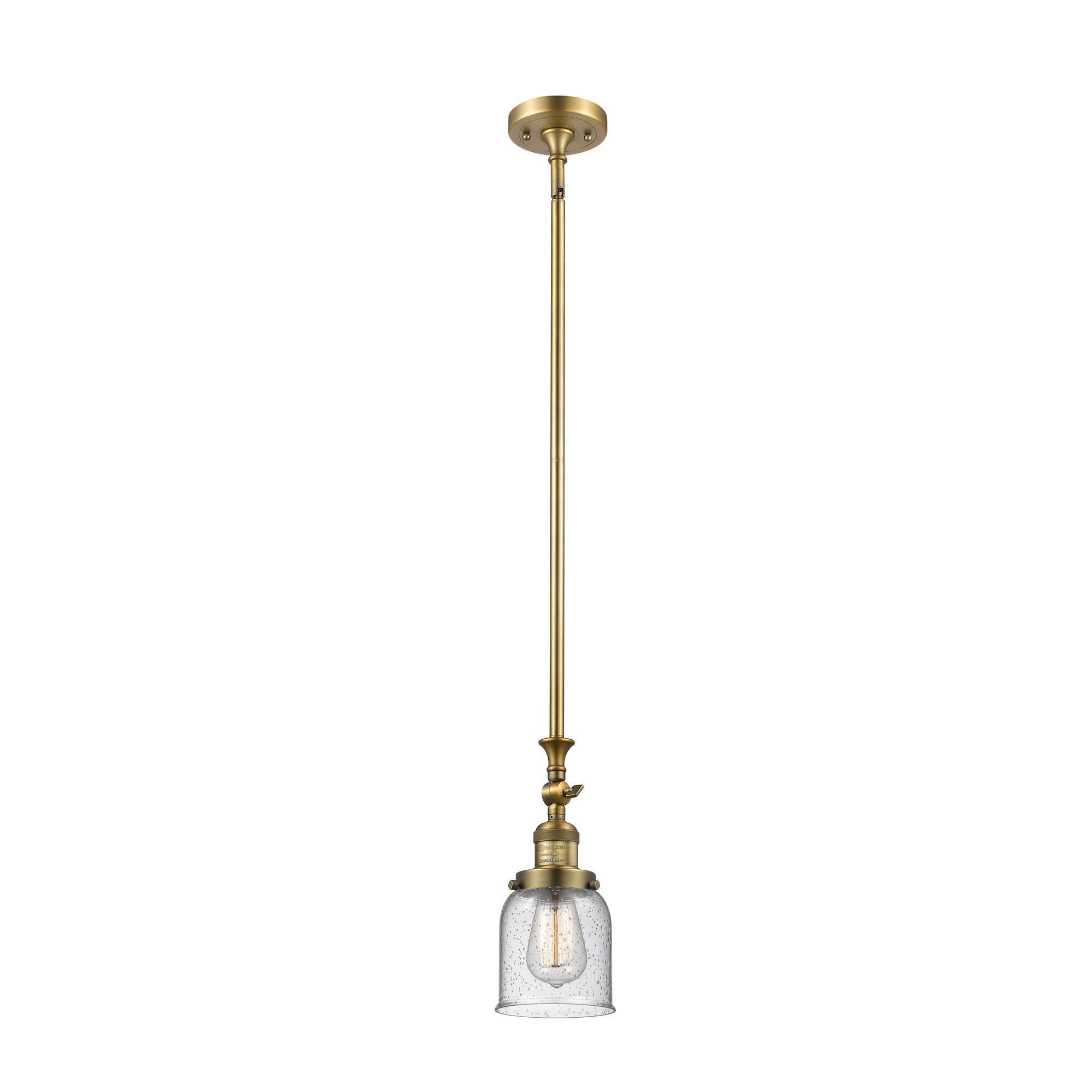Shown in Brushed Brass finish and Seedy glass