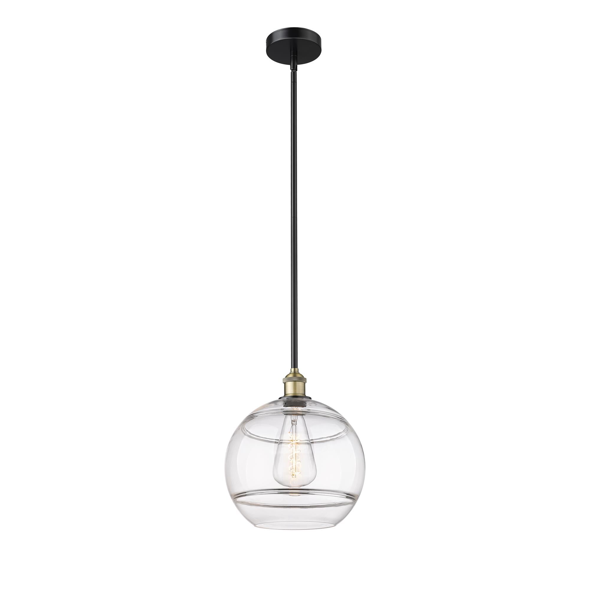 Shown in Black Antique Brass finish and Clear glass
