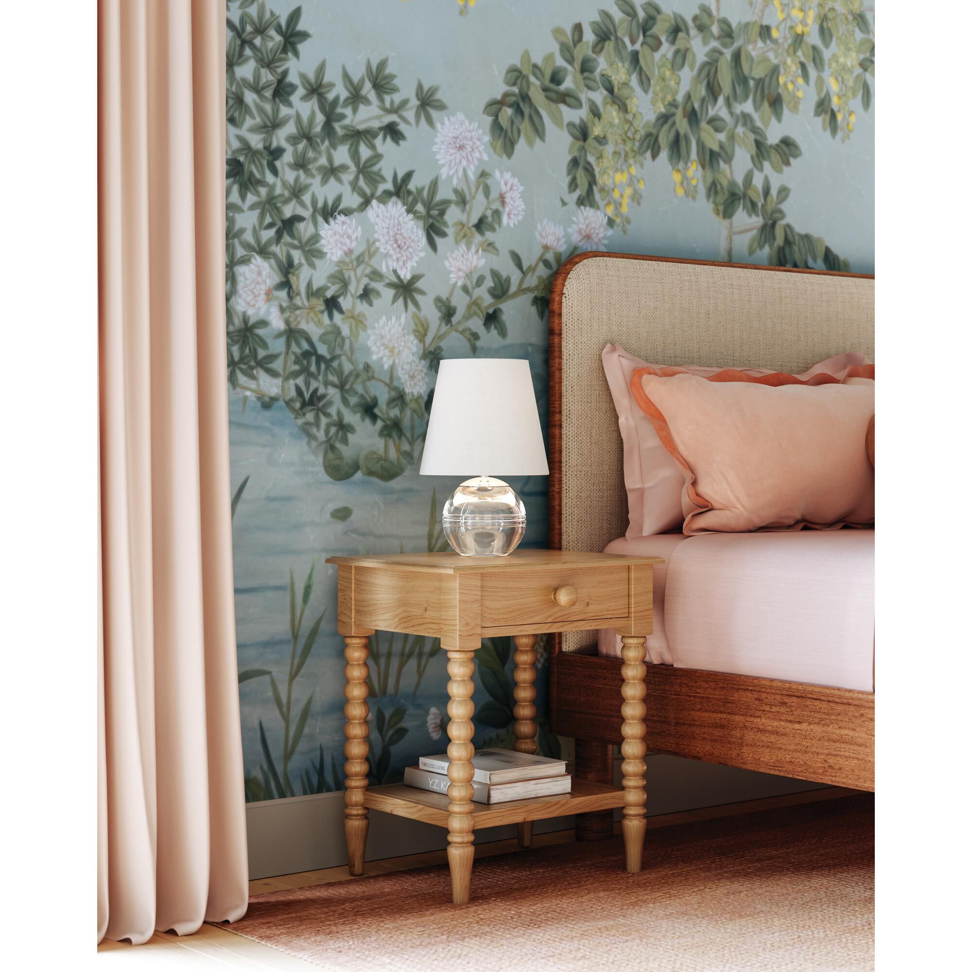 Shown in Polished Nickel finish and White Linen Fabric shade