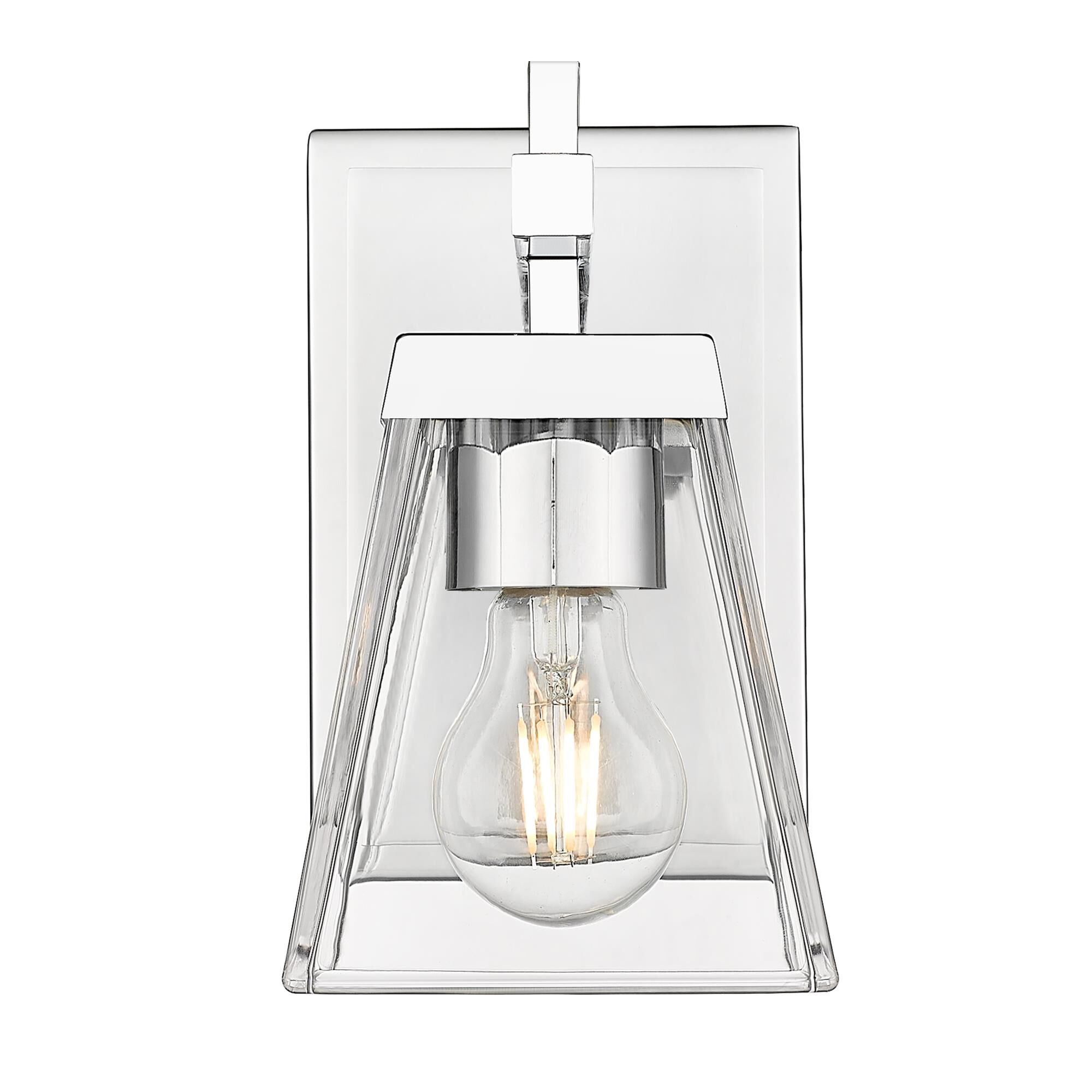 Shown in Chrome finish and Clear glass