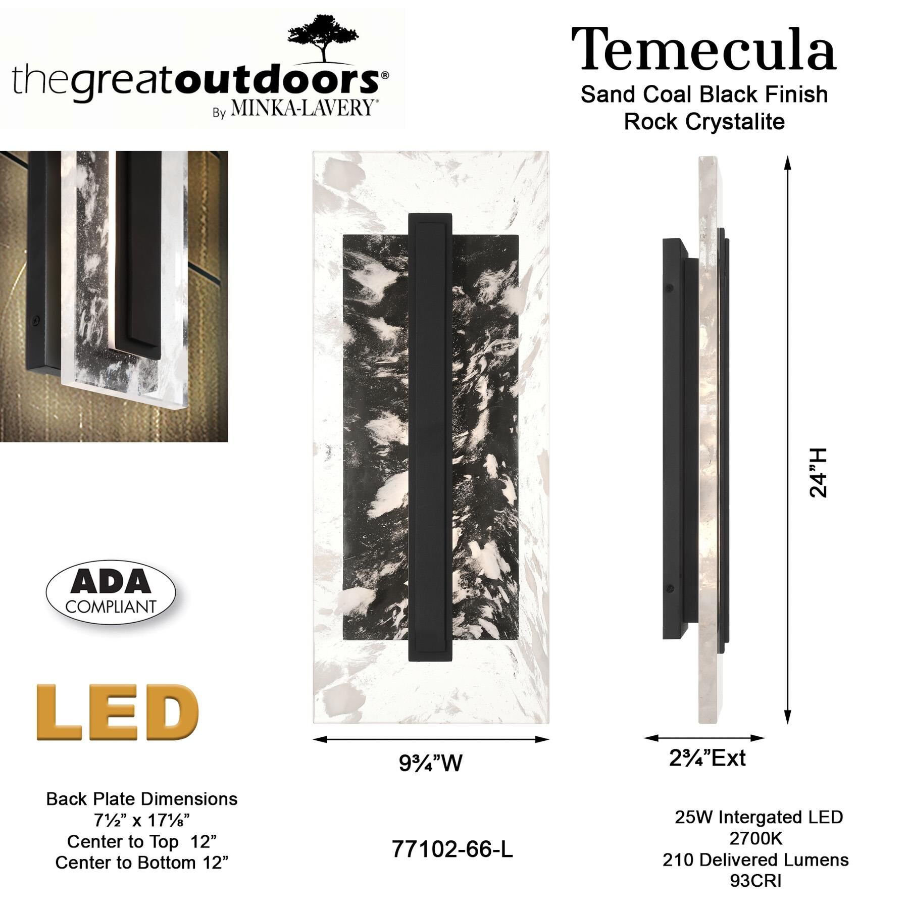 Shown in Sand Coal finish and Rock Crsytalite glass