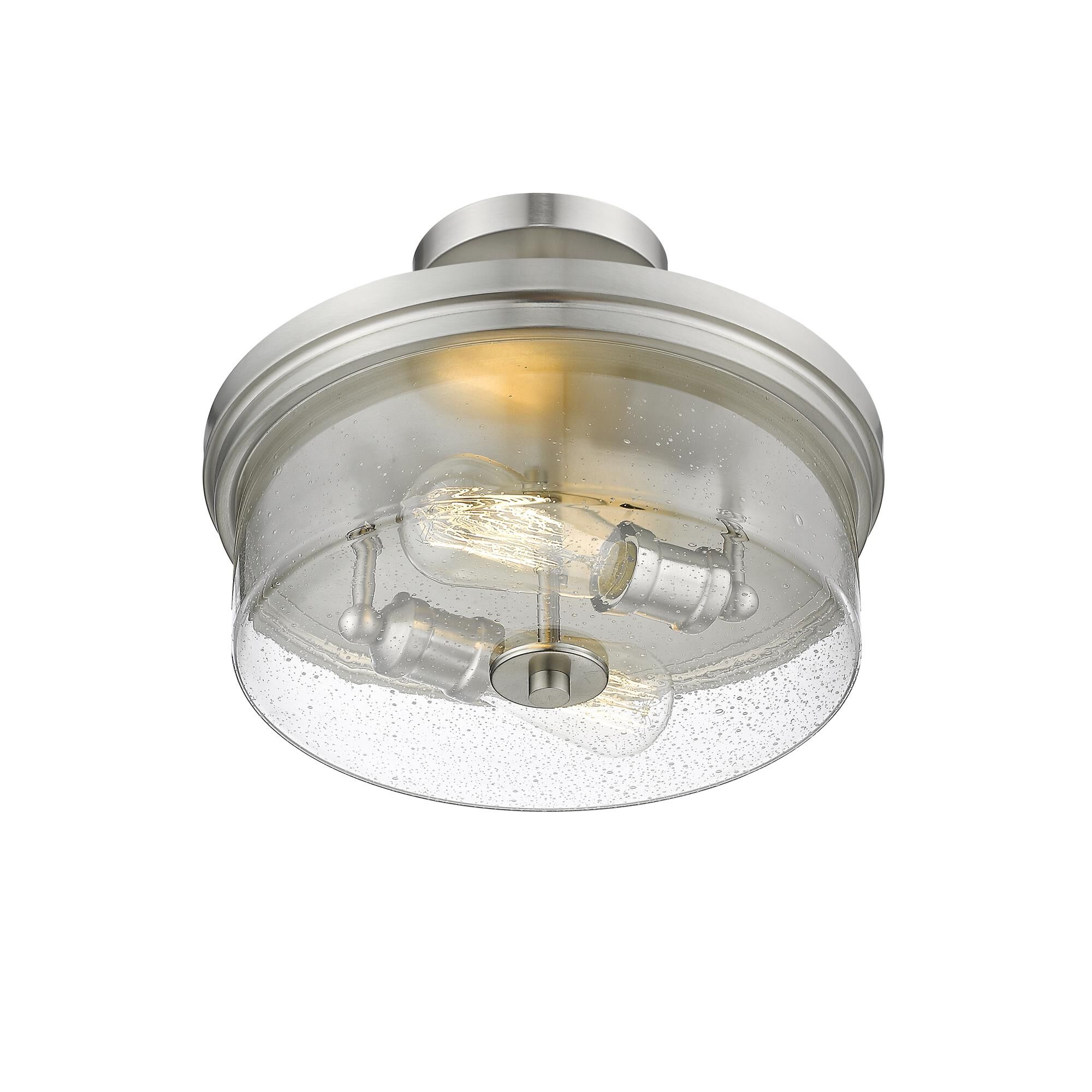 Shown in Brushed Nickel finish and Glass shade