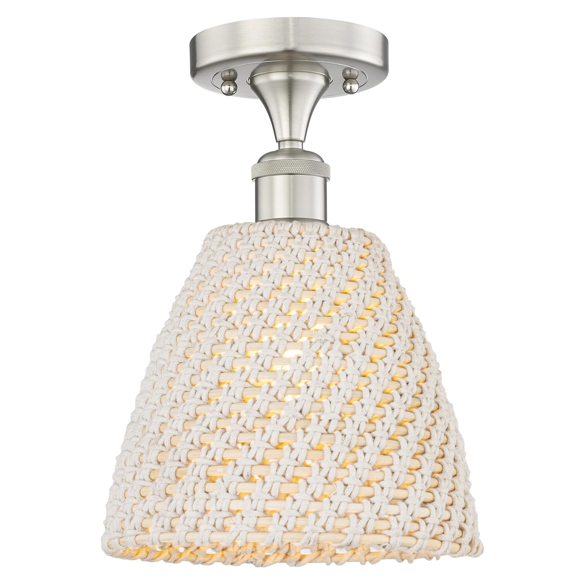 Shown in Brushed Satin Nickel finish and Natural shade