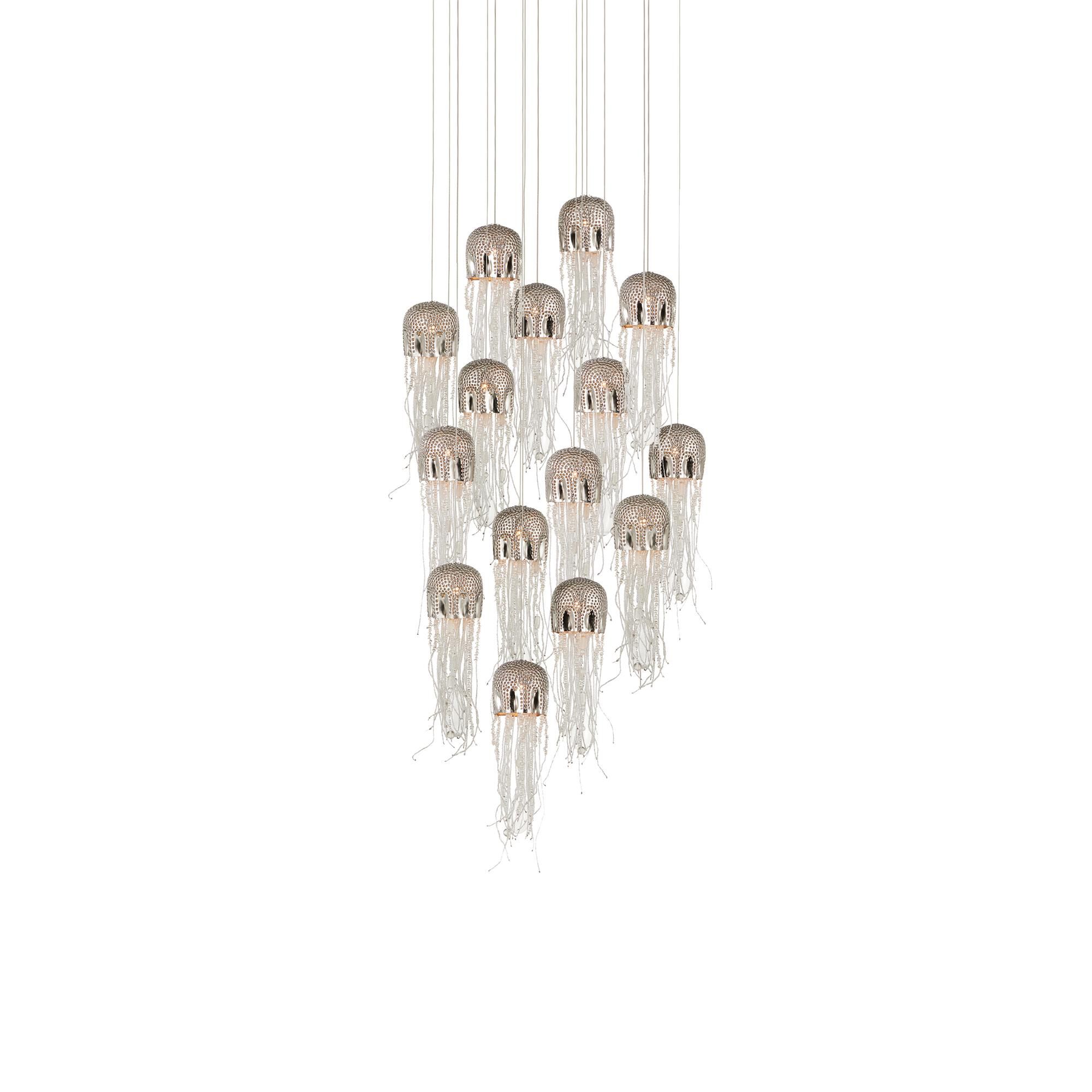 Shown in Nickel/Silver finish and Nickel/Steel/Glass shade