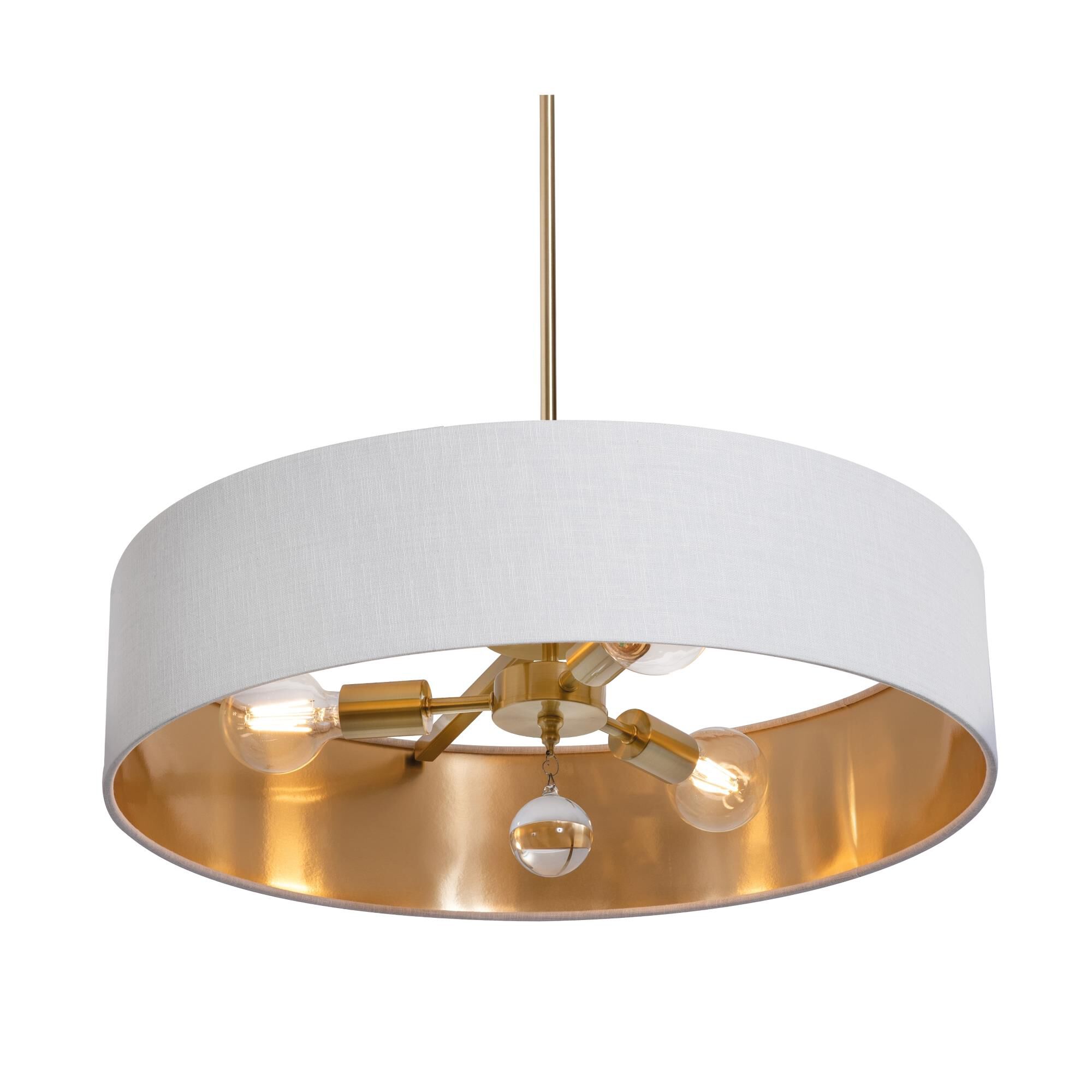 Shown in Satin Brass finish and White/Gold shade