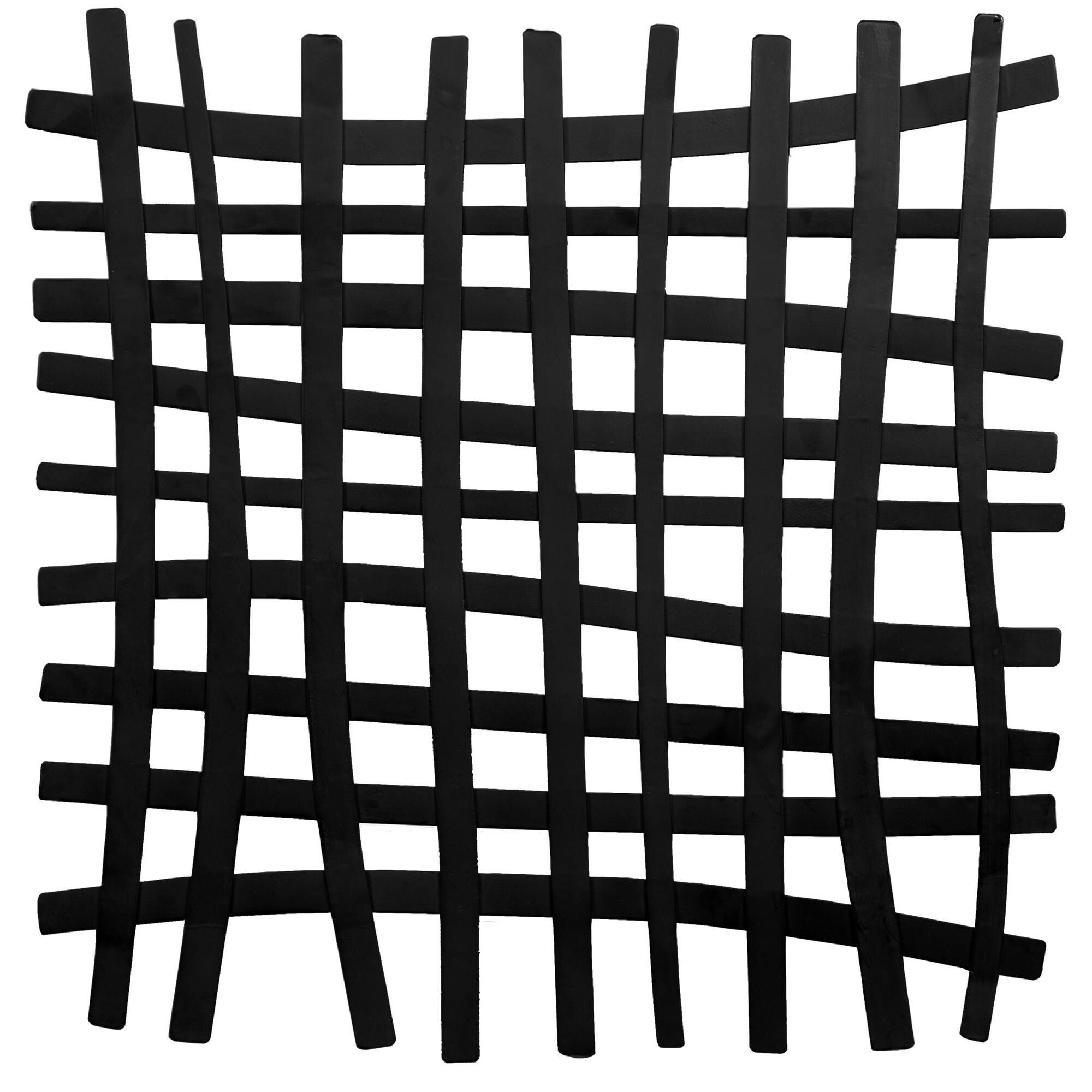 Shown in Solid Iron Wall Panel Is Constructed In An Abstract Grid Pattern, Finished In Matte Black. May Be Hu finish
