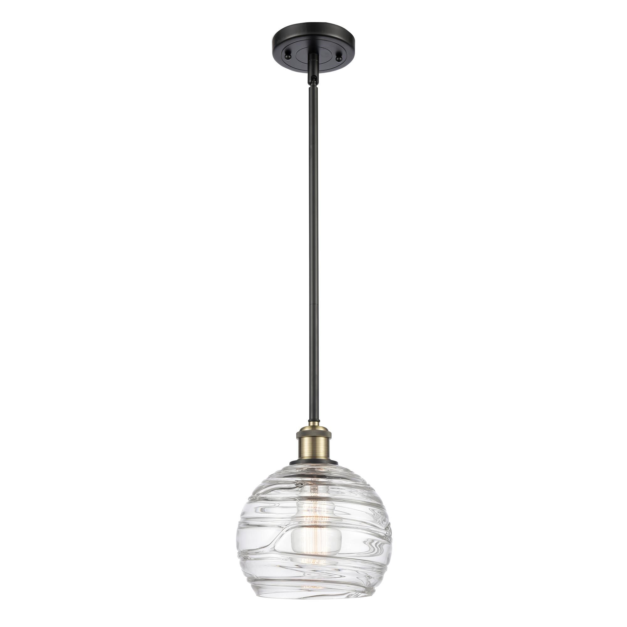 Shown in Black Antique Brass finish and Sphere glass and Glass shade