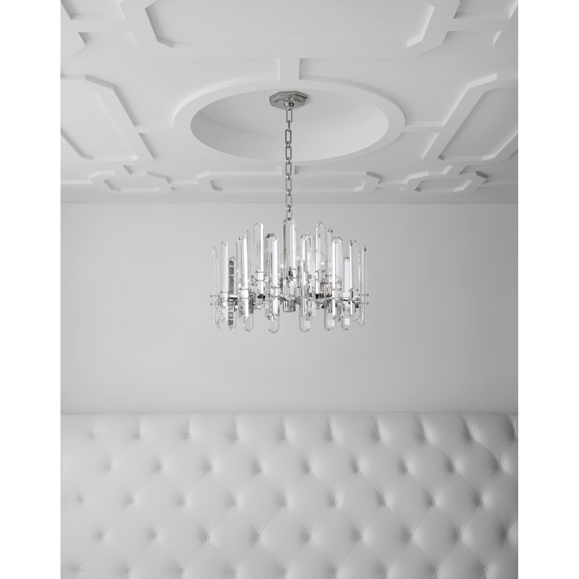 Shown in Polished Nickel finish and Crystal glass