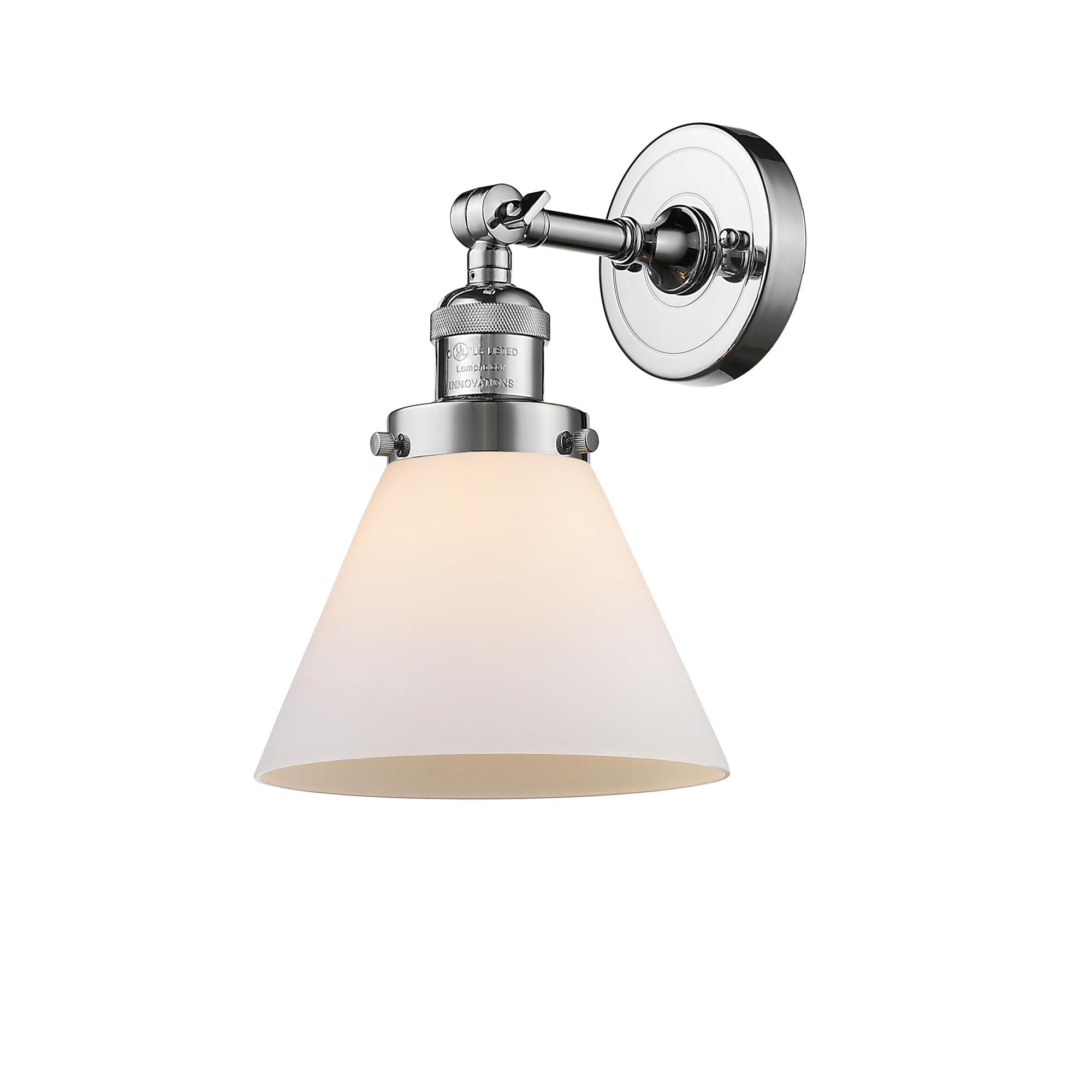 Shown in Polished Chrome finish and Matte White Cased glass