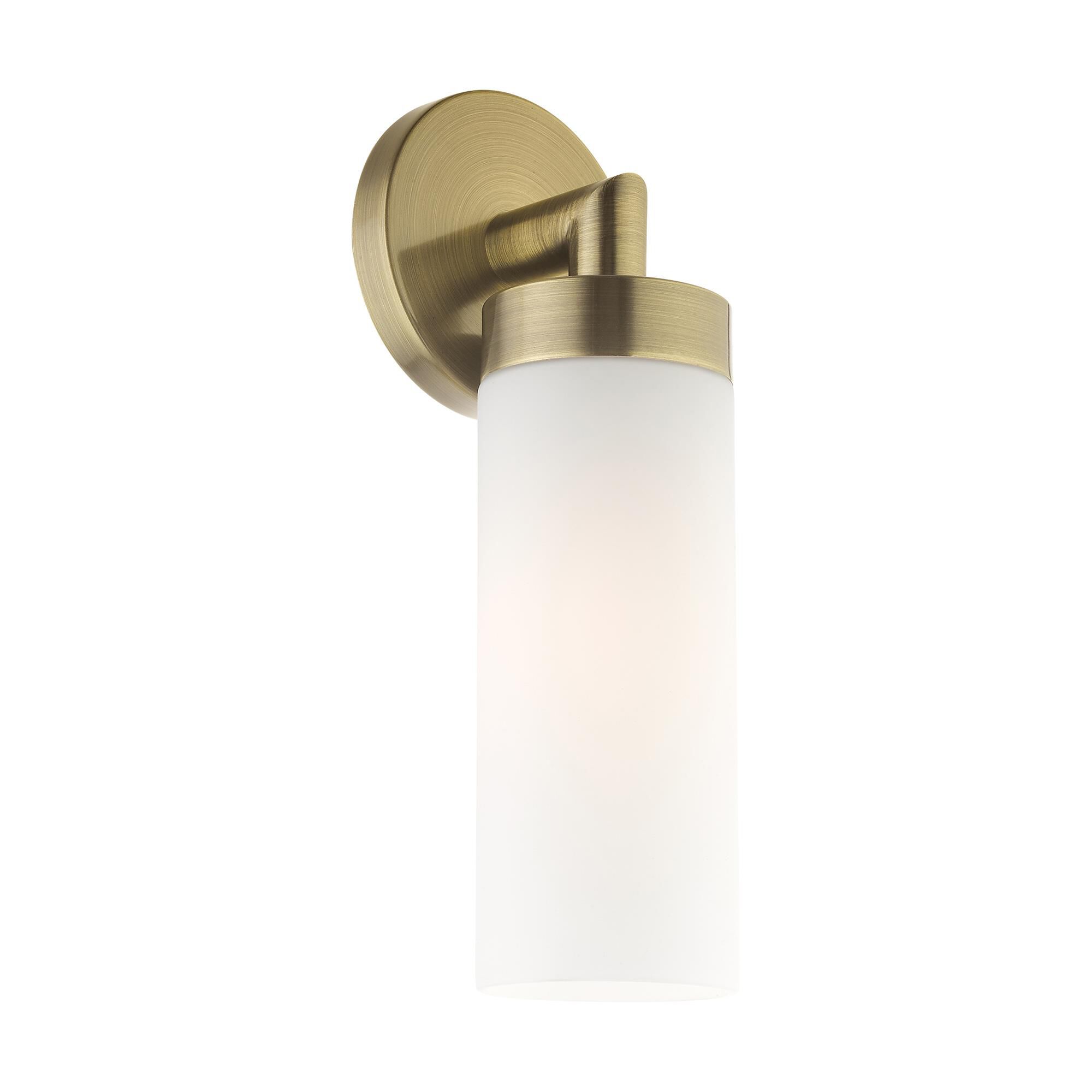 Shown in Antique Brass finish and Hand Blown Satin Opal White glass and Hand Blown Satin Opal White Glass shade