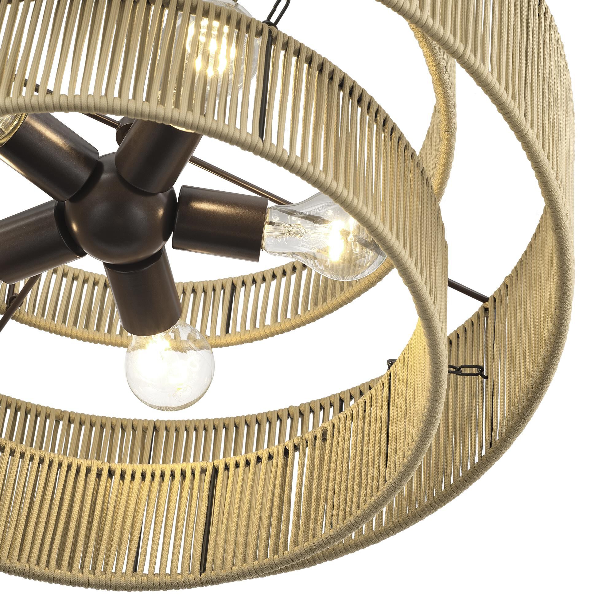 Shown in English Bronze finish and Hand-Woven Venetian Gold Color Polyester Rope shade