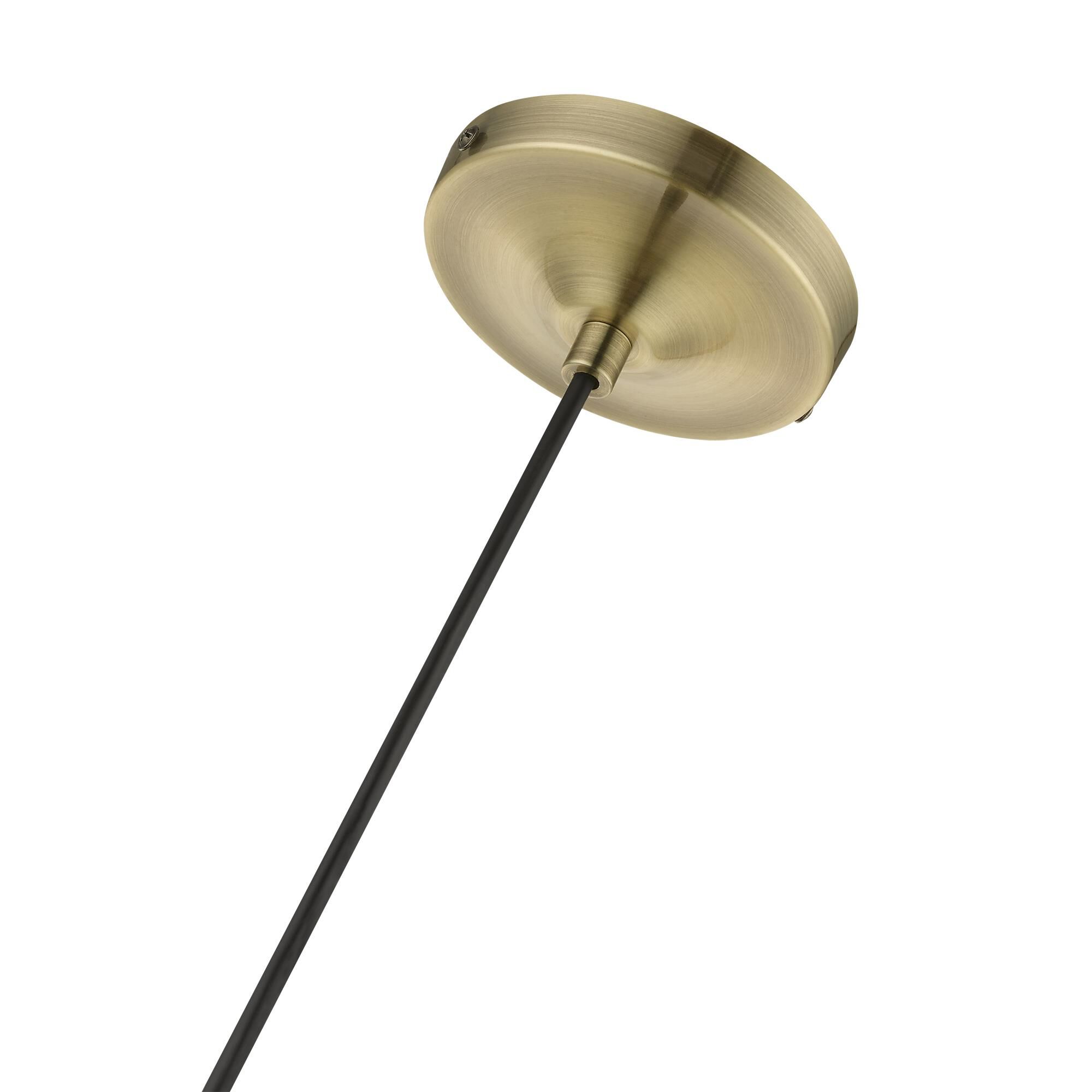 Shown in Antique Brass finish and Clear glass