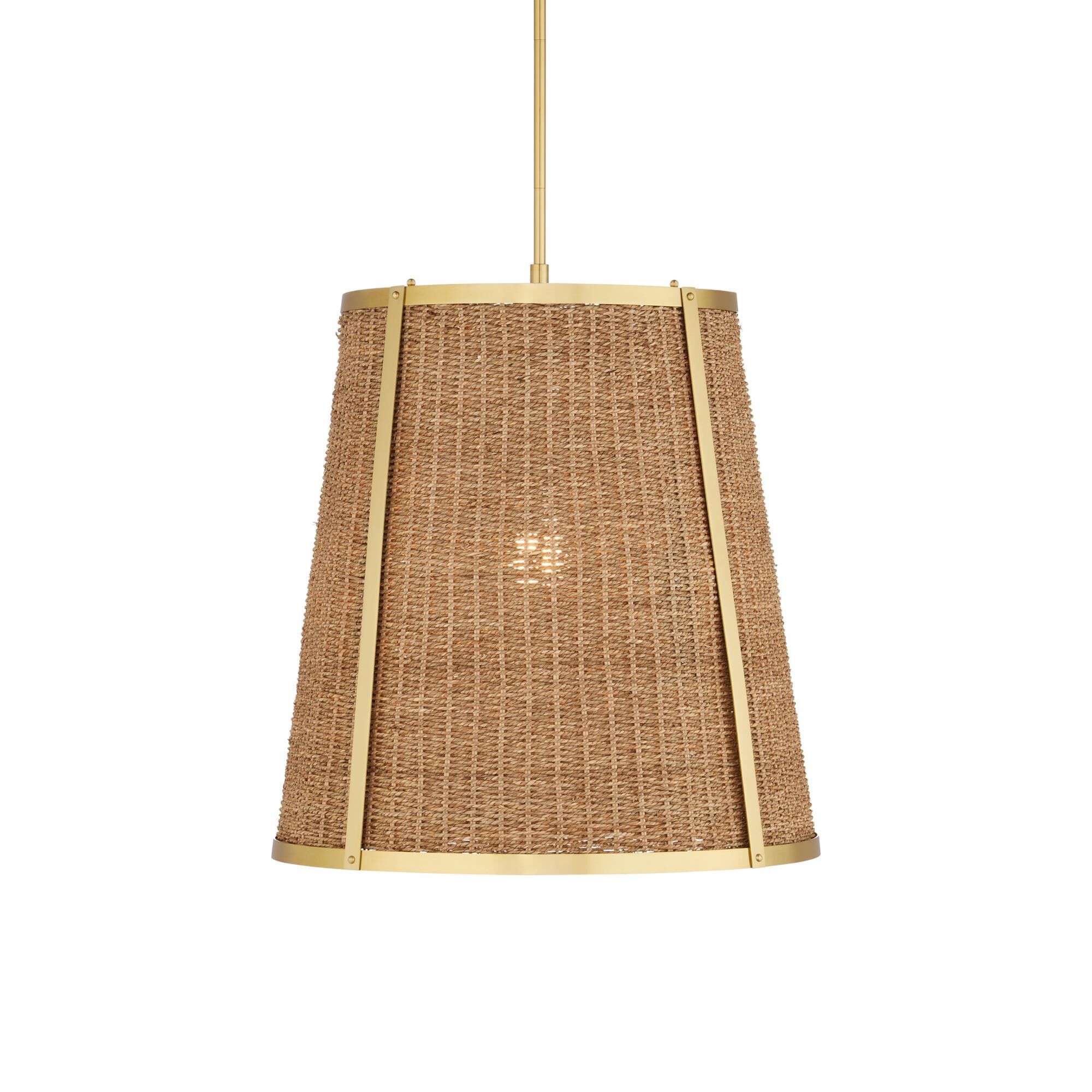 Shown in Natural and Polished Brass finish and Natural Seagrass shade