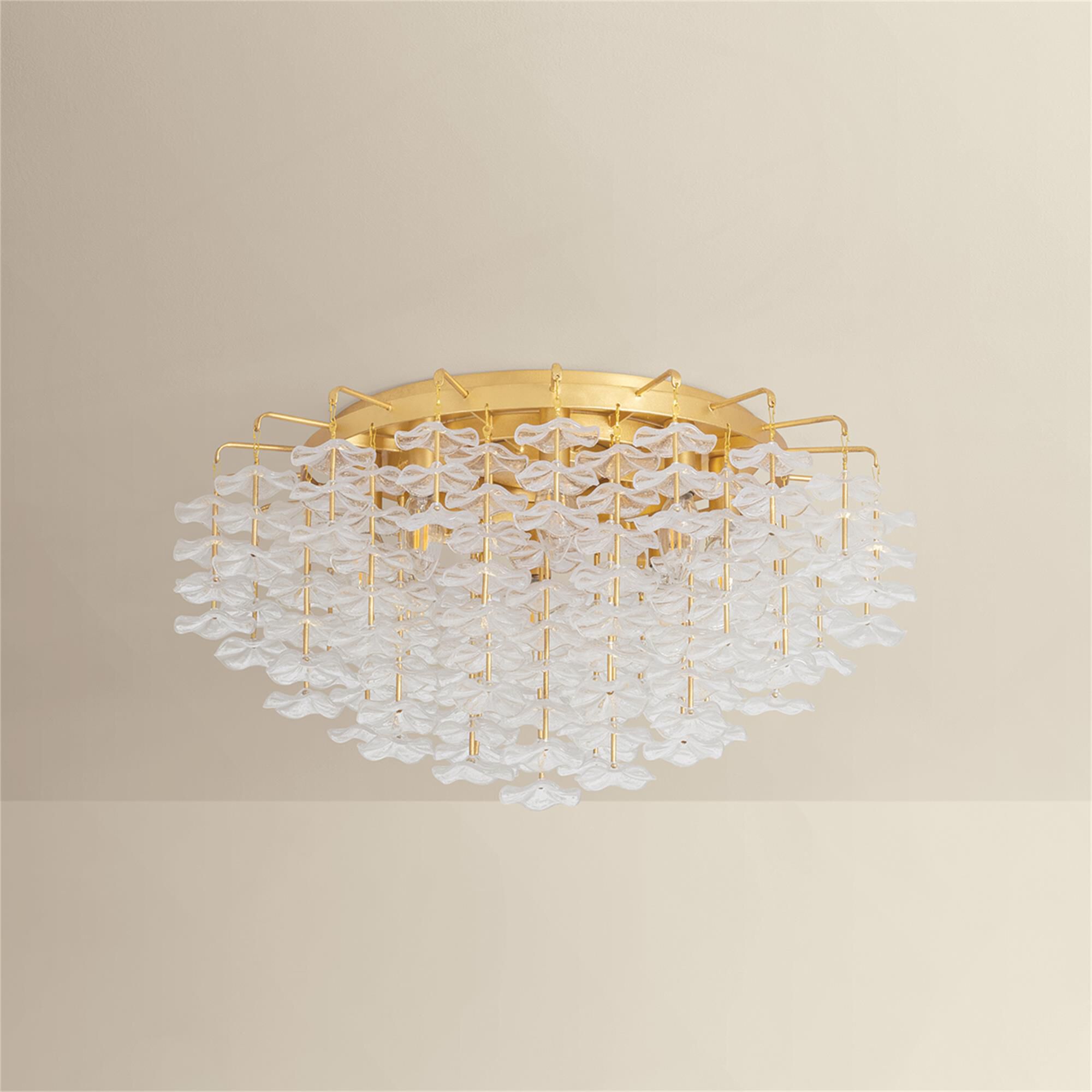 Shown in Vintage Gold Leaf finish and Piastre glass
