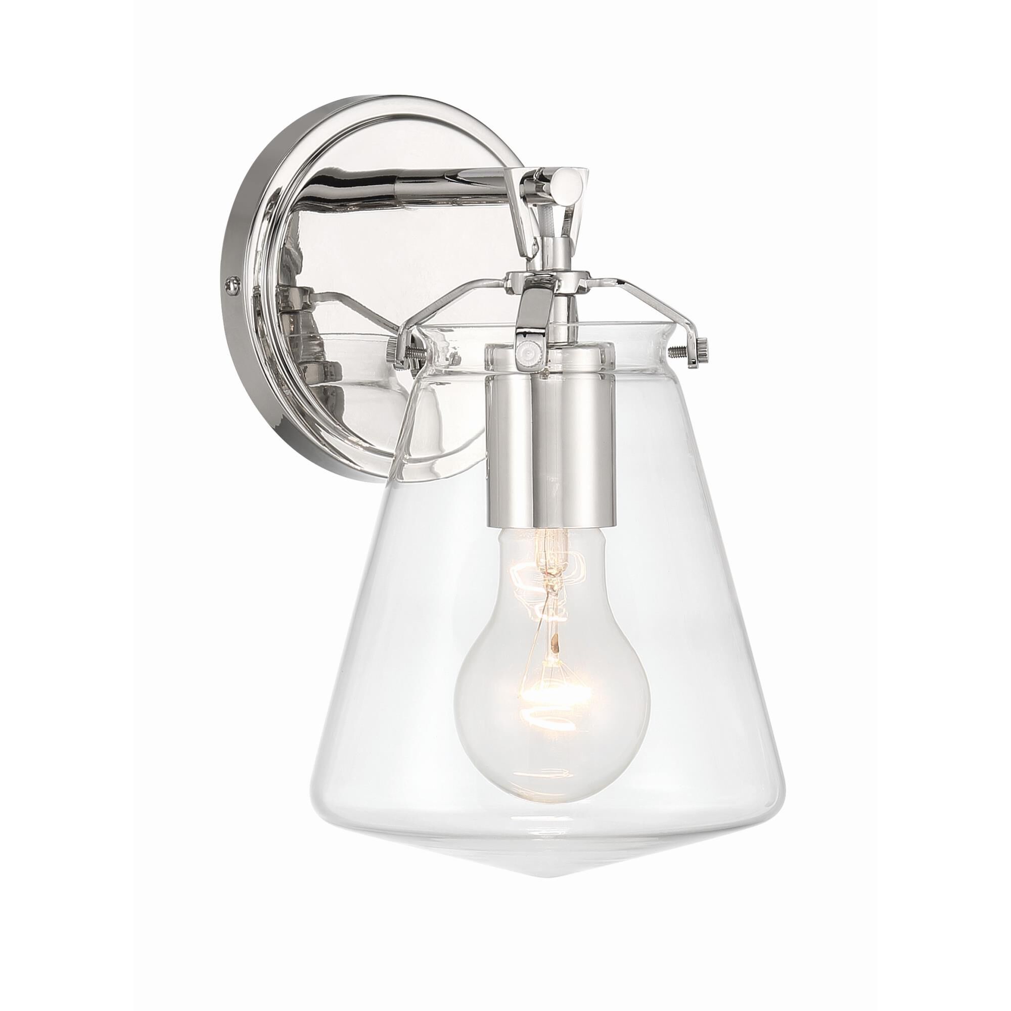 Shown in Polished Nickel finish and Clear glass